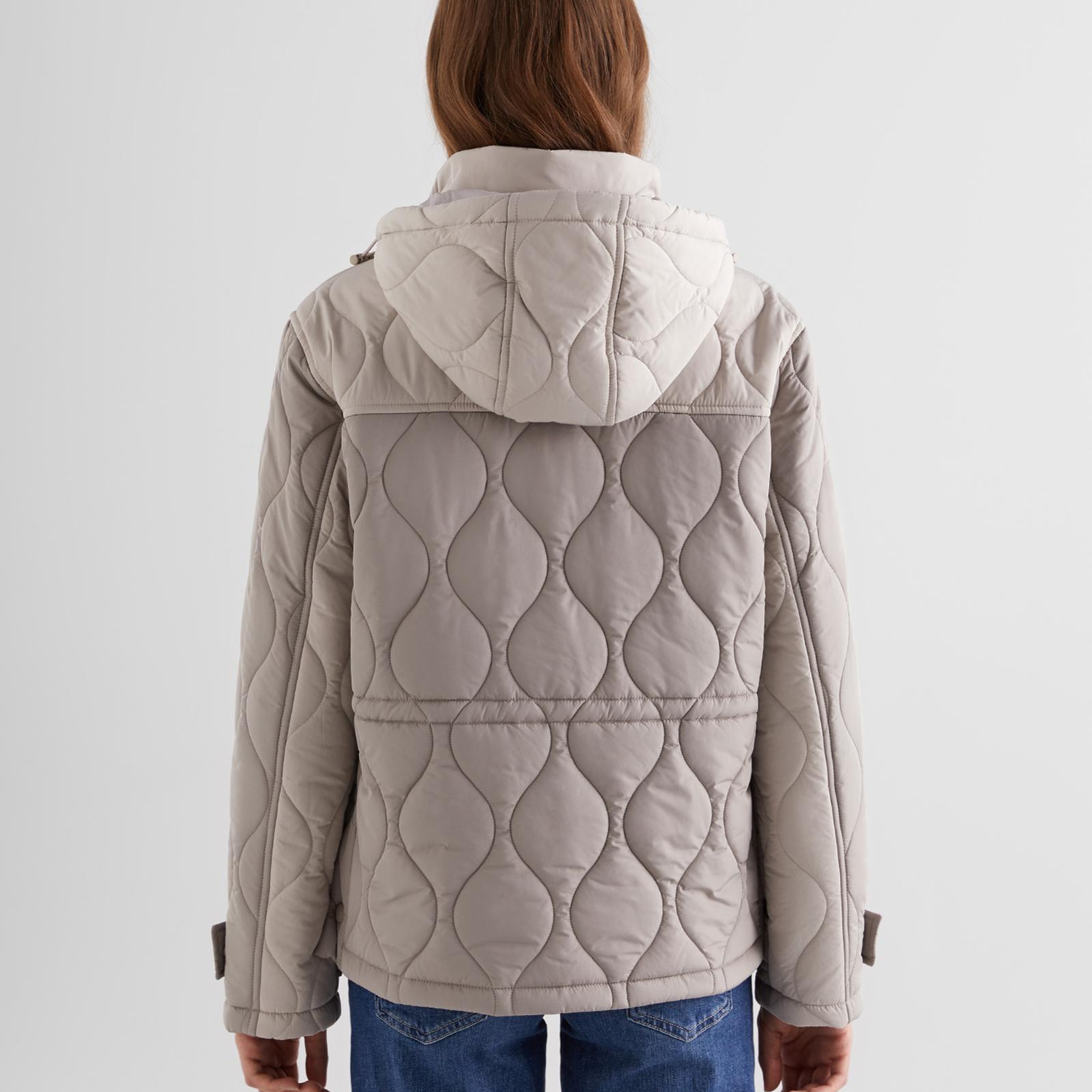 GANT Kadın Bej Kapüşonlu Kapitone Mont