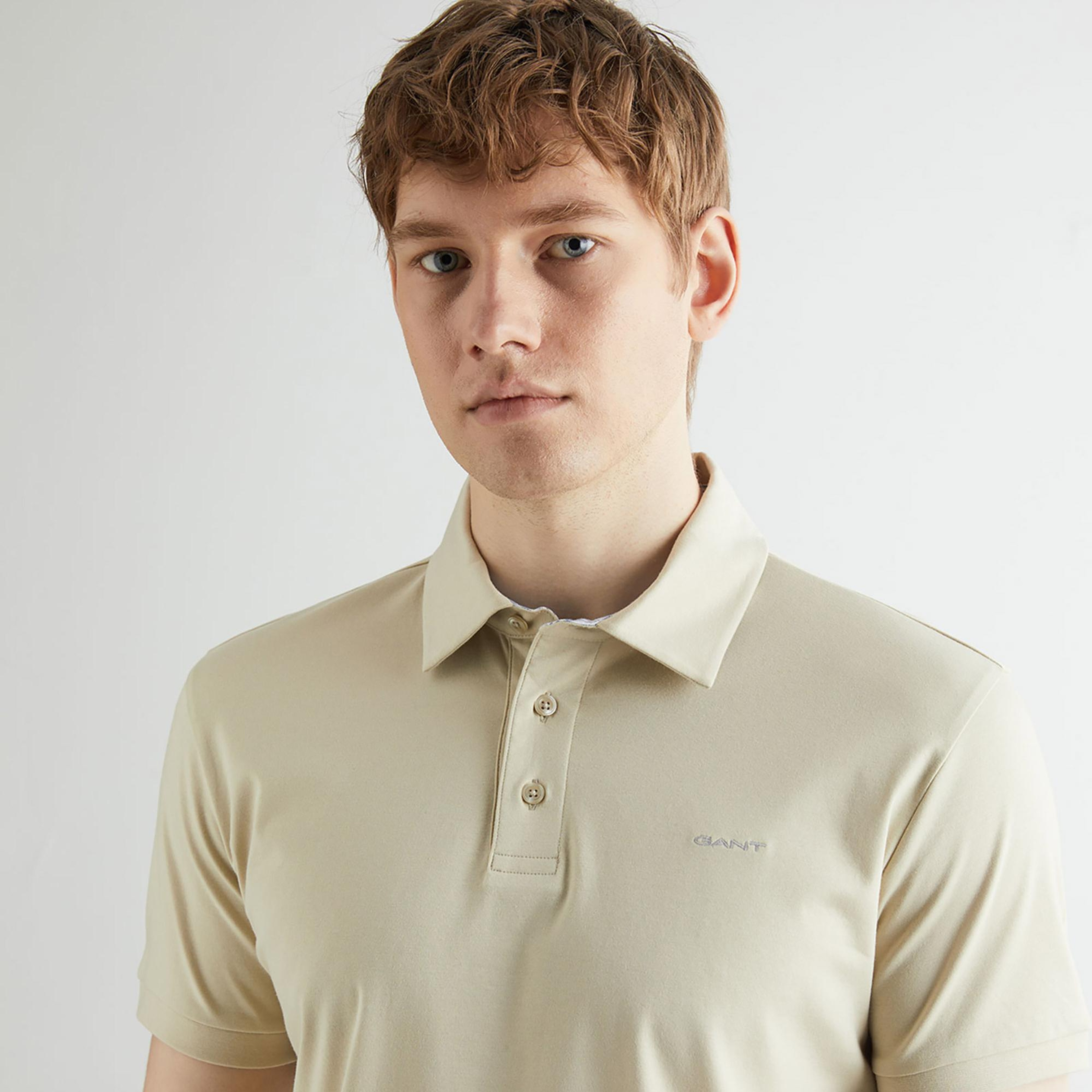 GANT Erkek Bej Slim Fit Polo