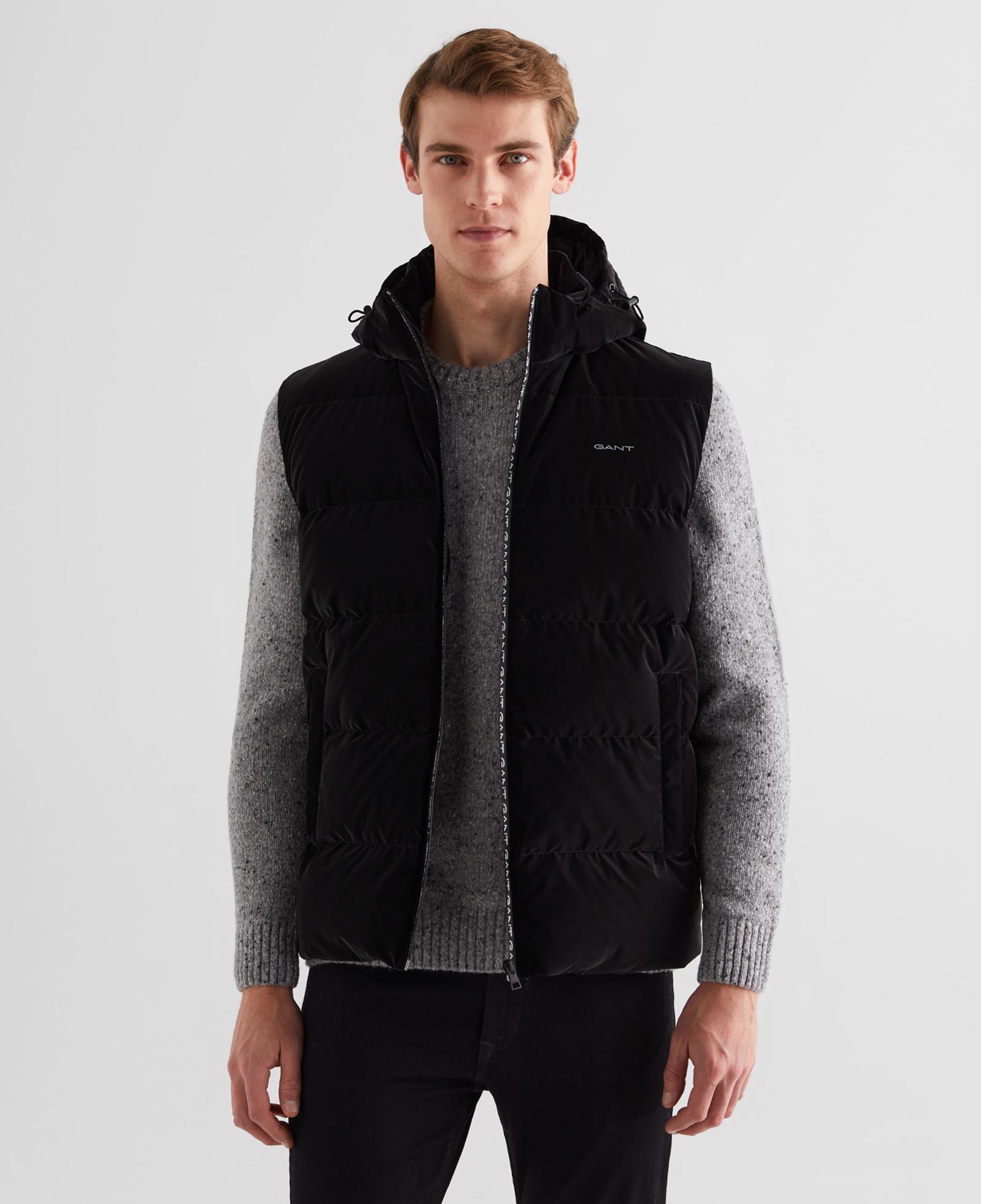 GANT Erkek Siyah Kapüşonlu Yelek