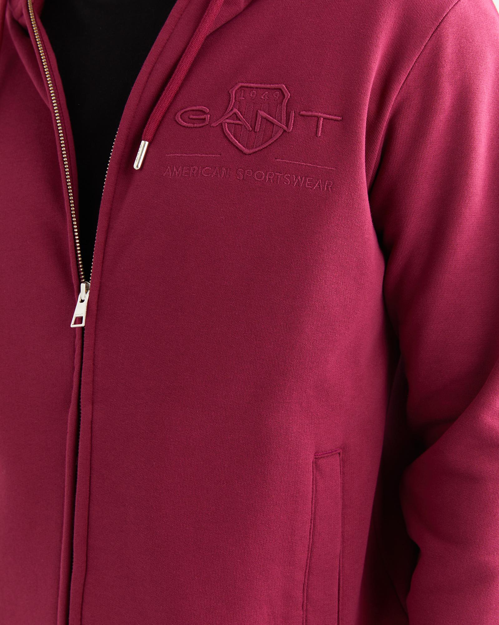 GANT Erkek Bordo Regular Fit Kapüşonlu Logolu Sweatshirt