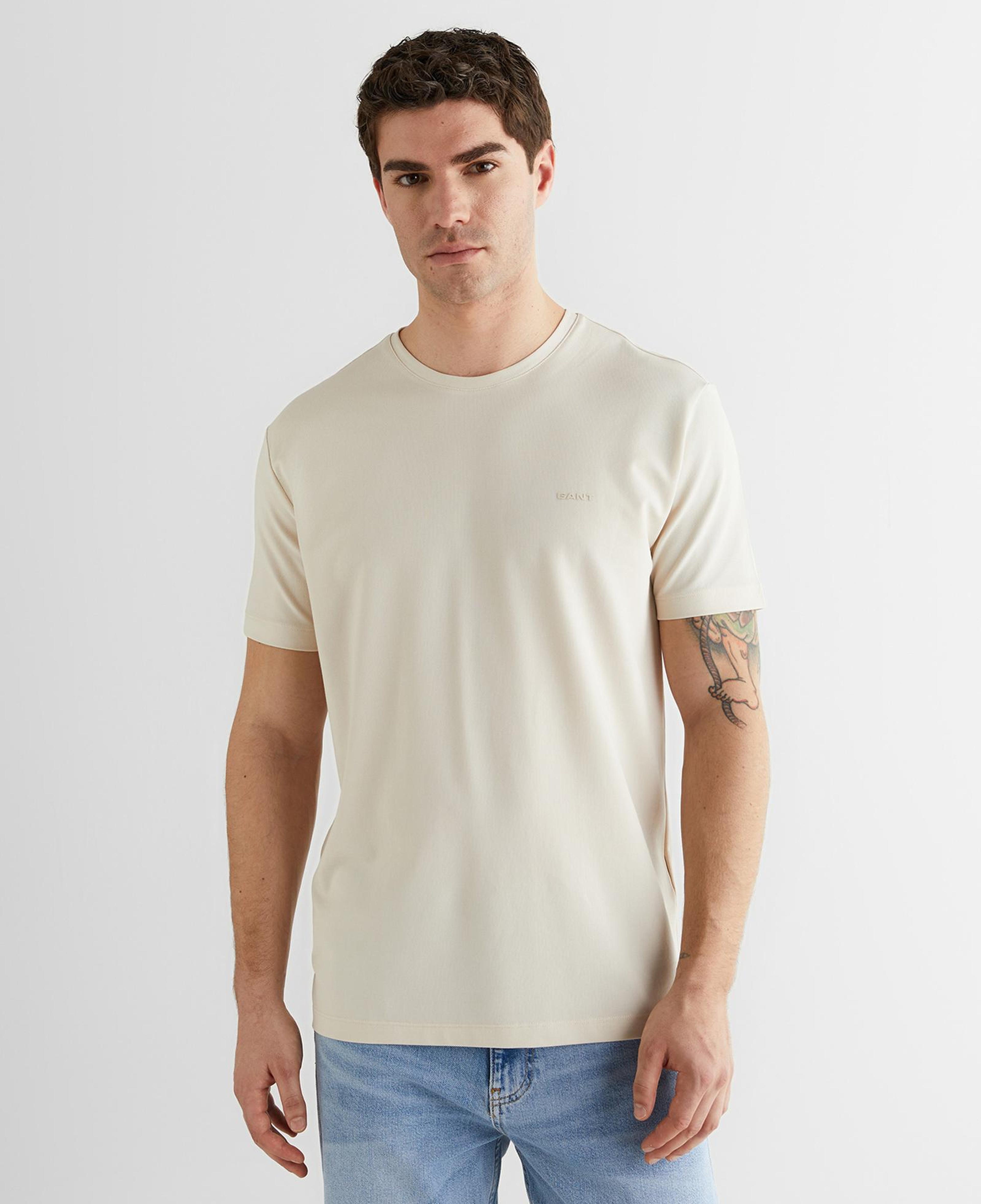 GANT Erkek Bej Baskılı Kısa Kollu T-Shirt