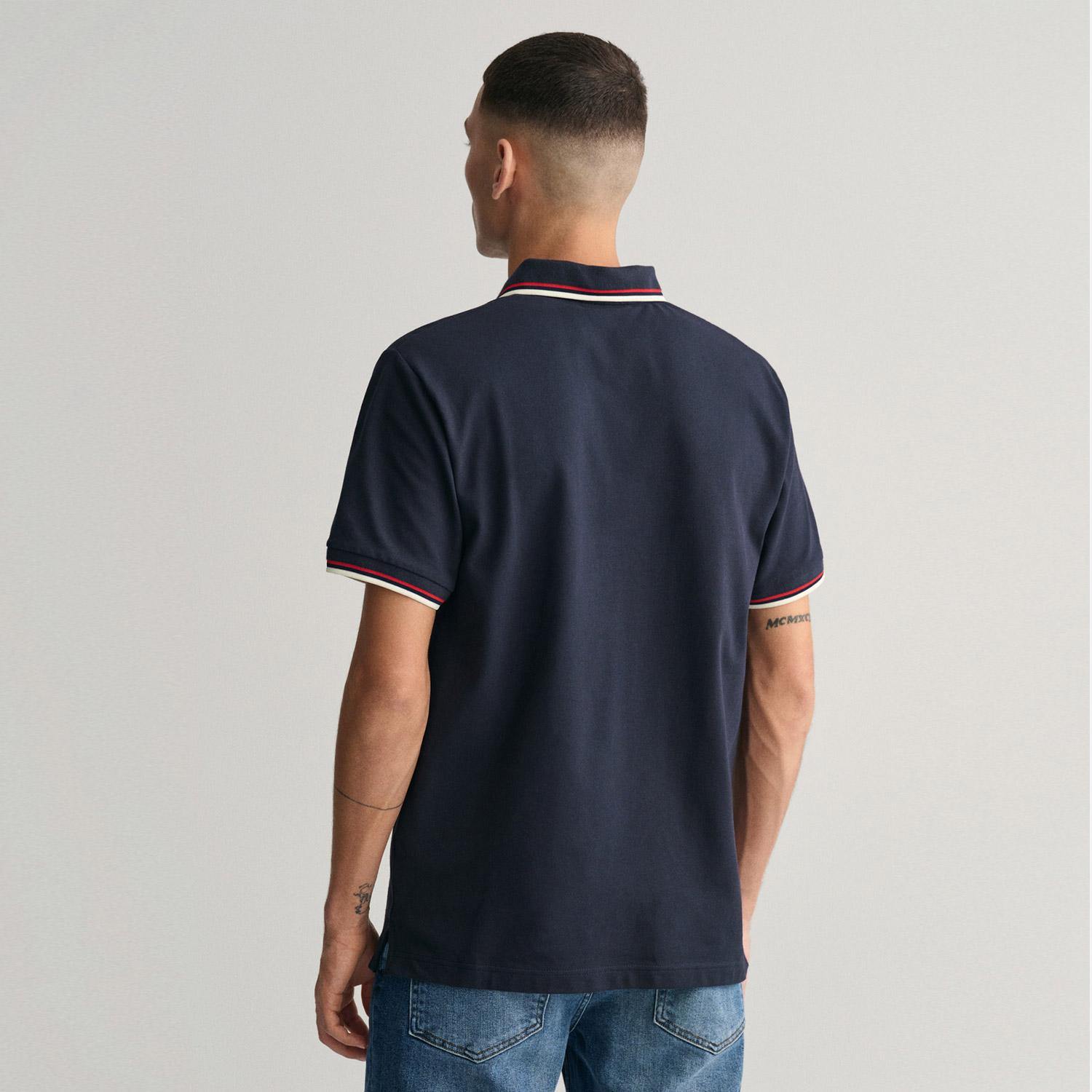 GANT Erkek Lacivert Regular Fit Çizgili Polo