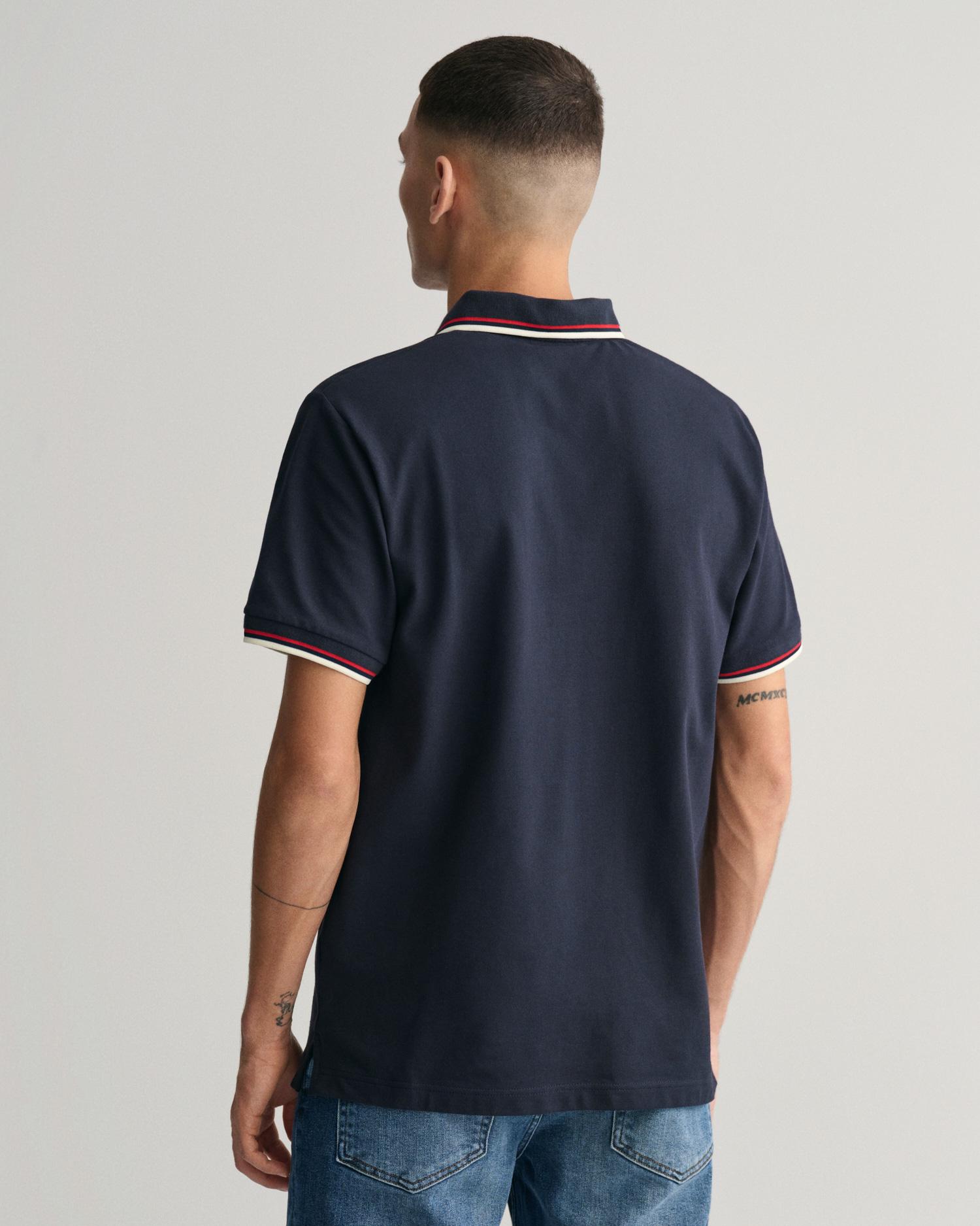 GANT Erkek Lacivert Regular Fit Çizgili Polo