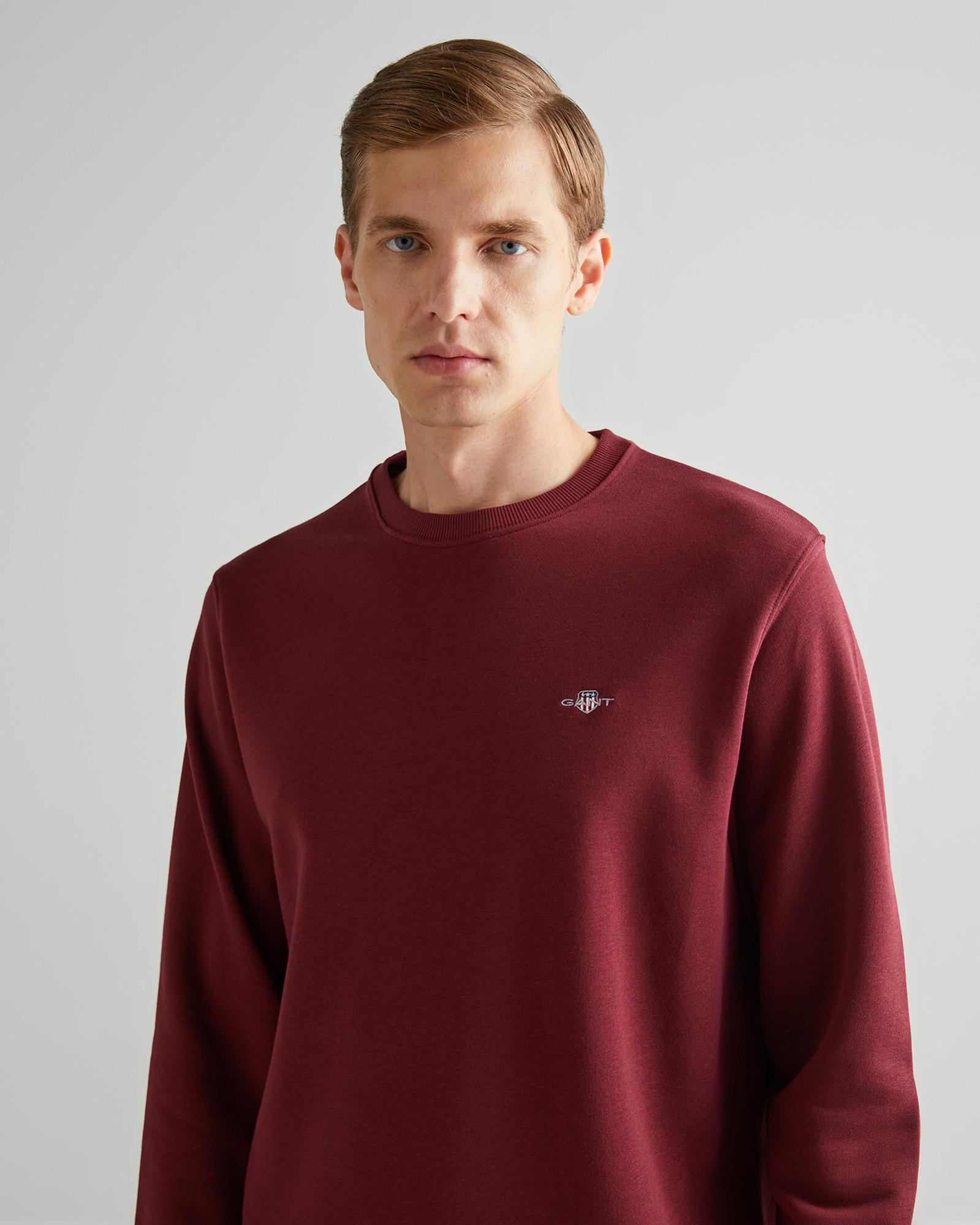 GANT Erkek Bordo Regular Fit Bisiklet Yaka Sweatshirt
