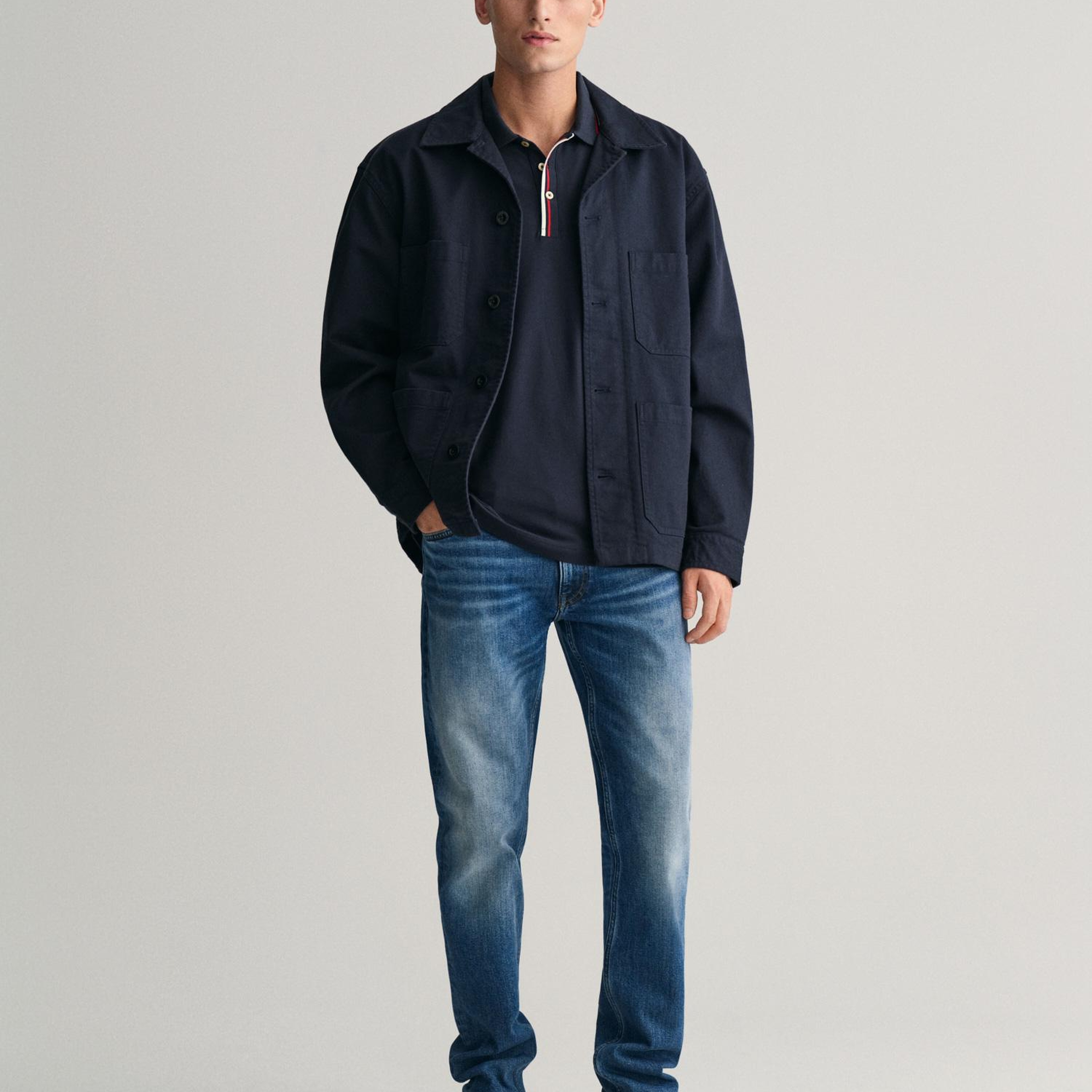 GANT Erkek Lacivert Regular Fit Çizgili Polo