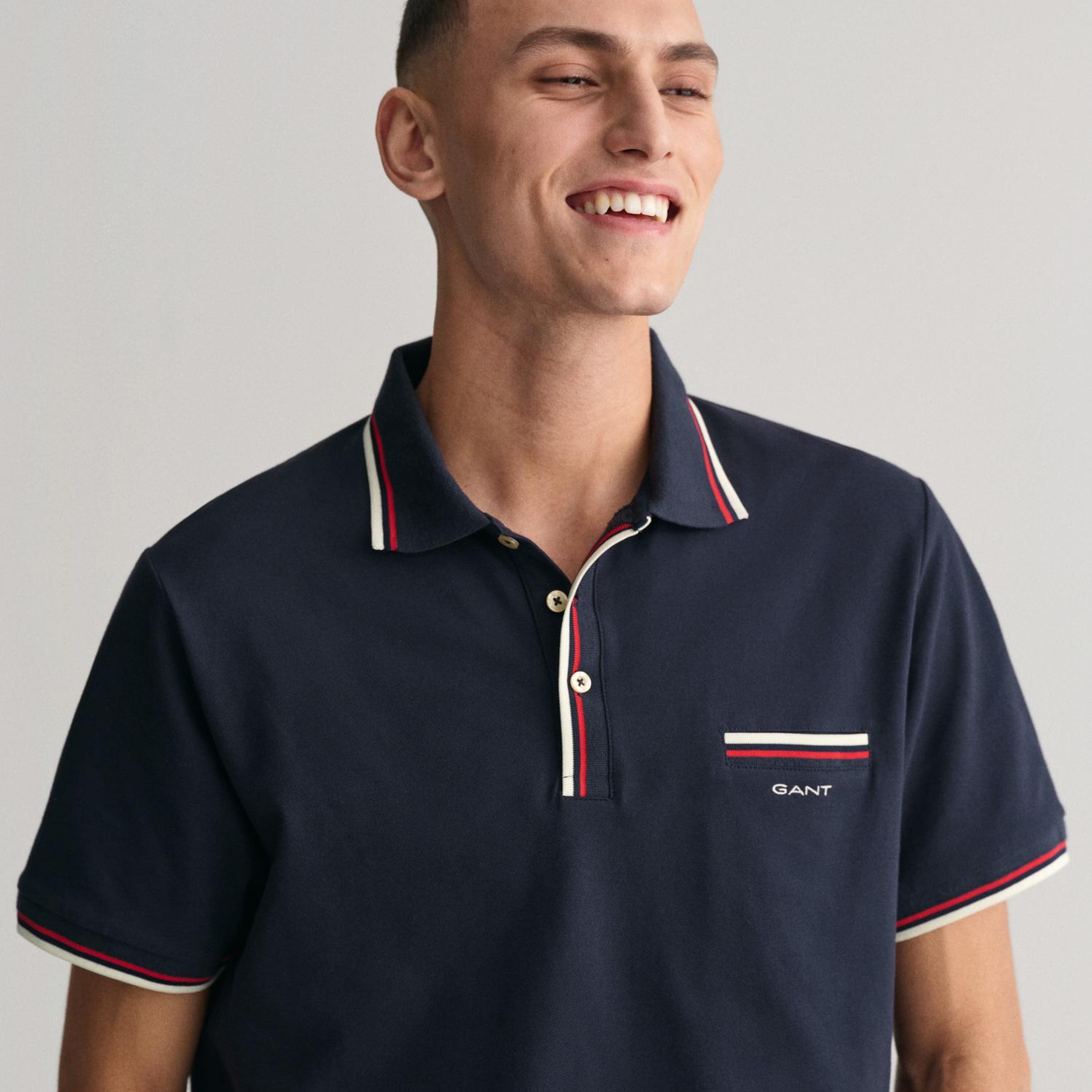 GANT Erkek Lacivert Regular Fit Çizgili Polo