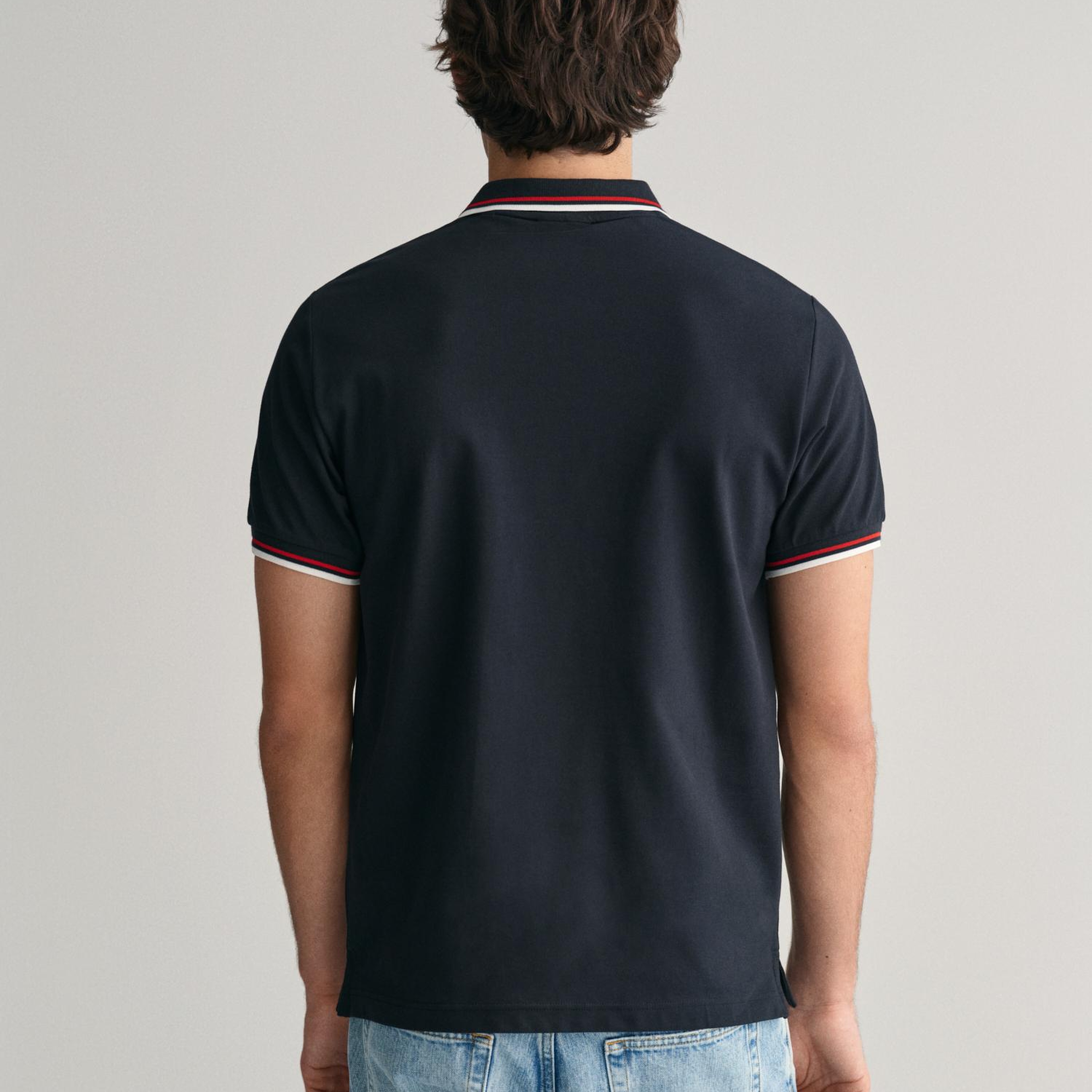 GANT Erkek Siyah Regular Fit Çizgili Polo