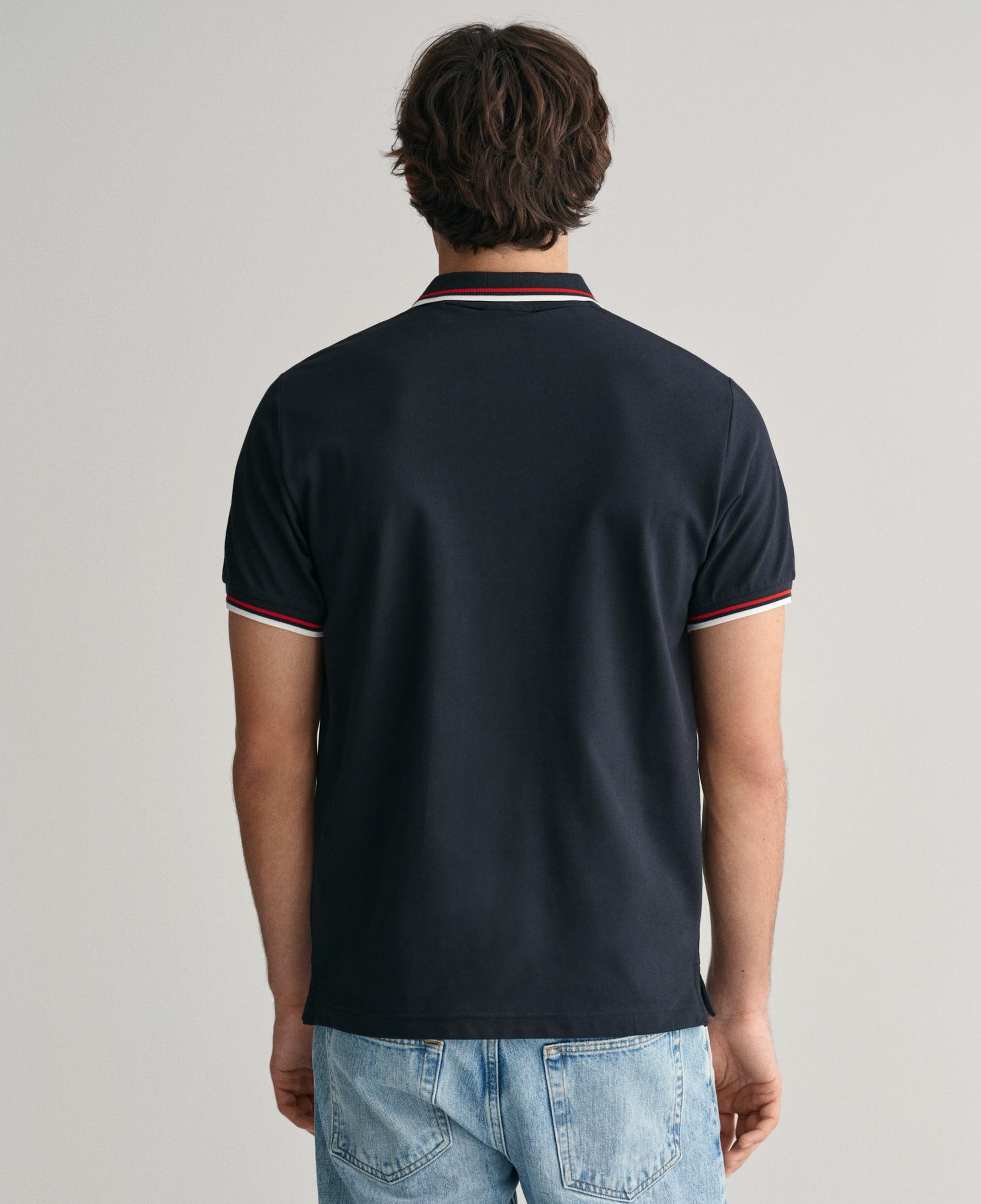 GANT Erkek Siyah Regular Fit Çizgili Polo