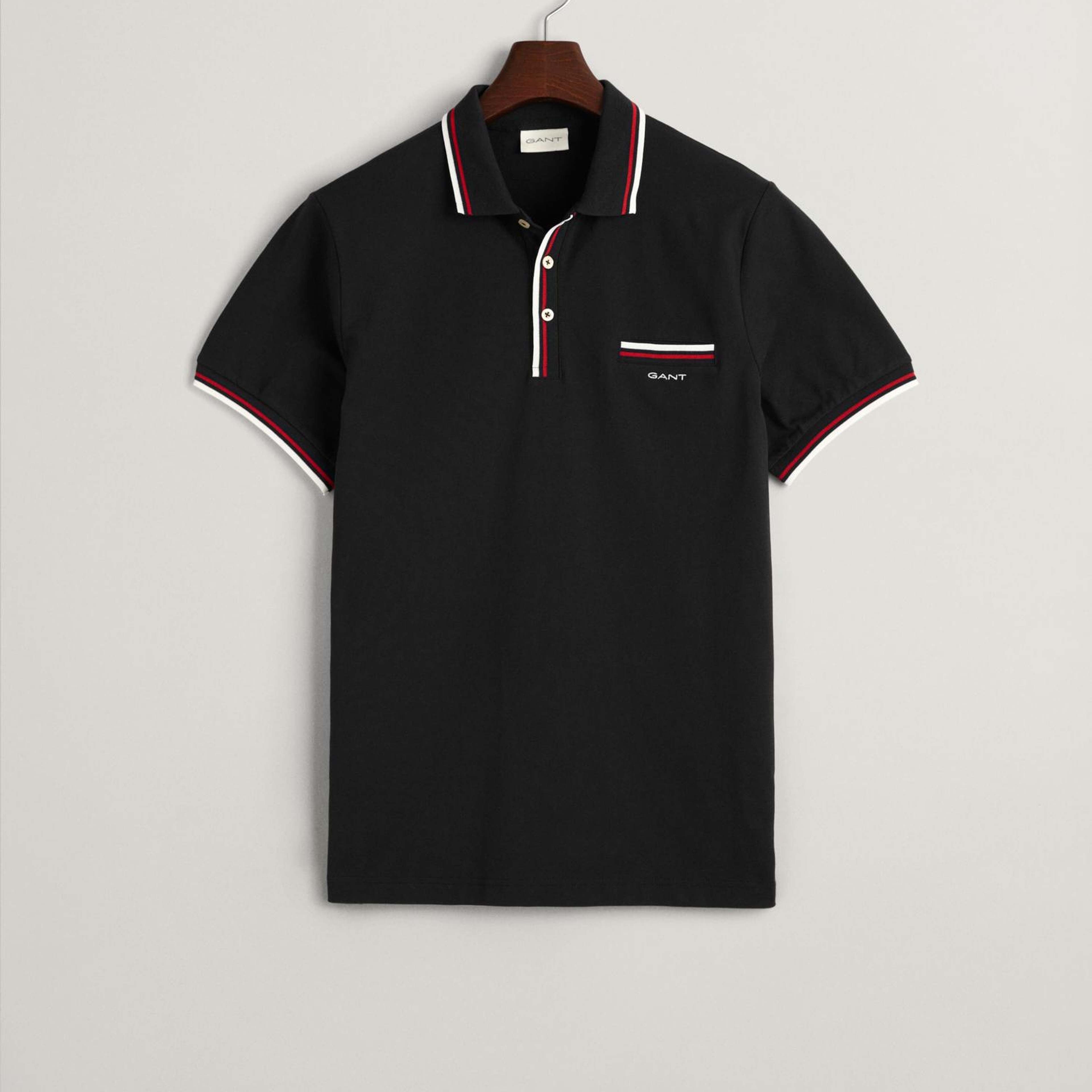 GANT Erkek Siyah Regular Fit Çizgili Polo