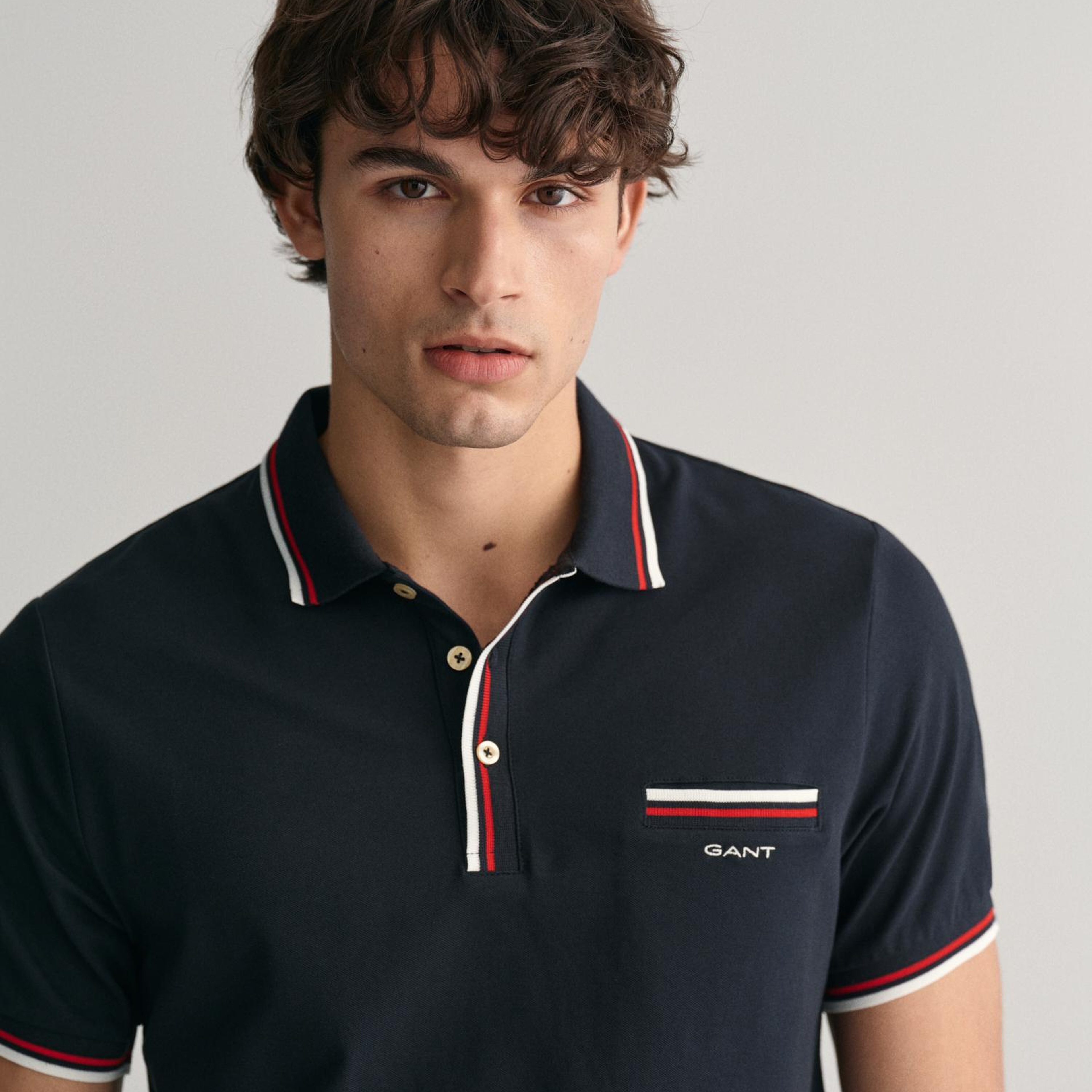 GANT Erkek Siyah Regular Fit Çizgili Polo