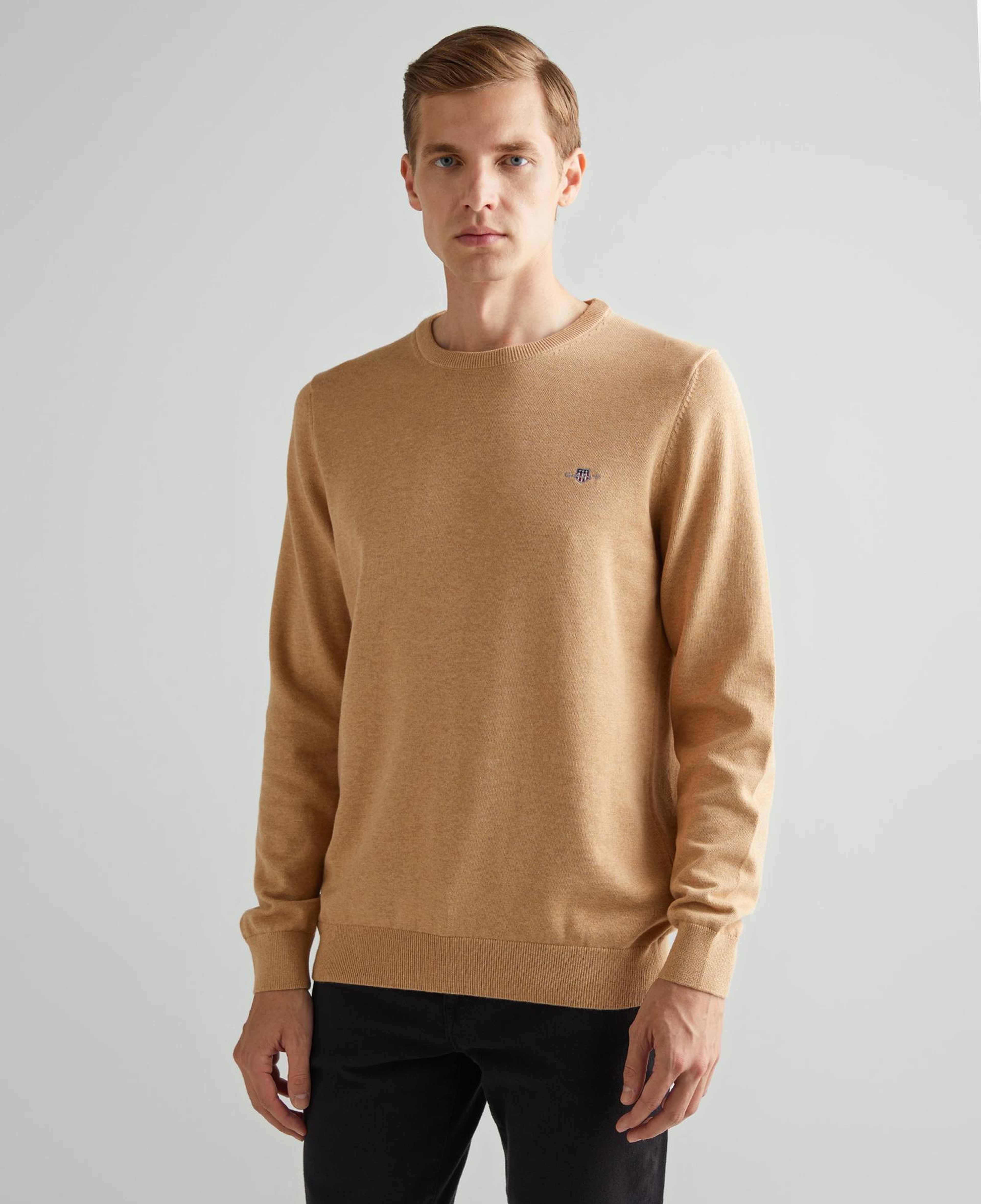 GANT Erkek Kahverengi Regular Fit Bisiklet Yaka Kazak