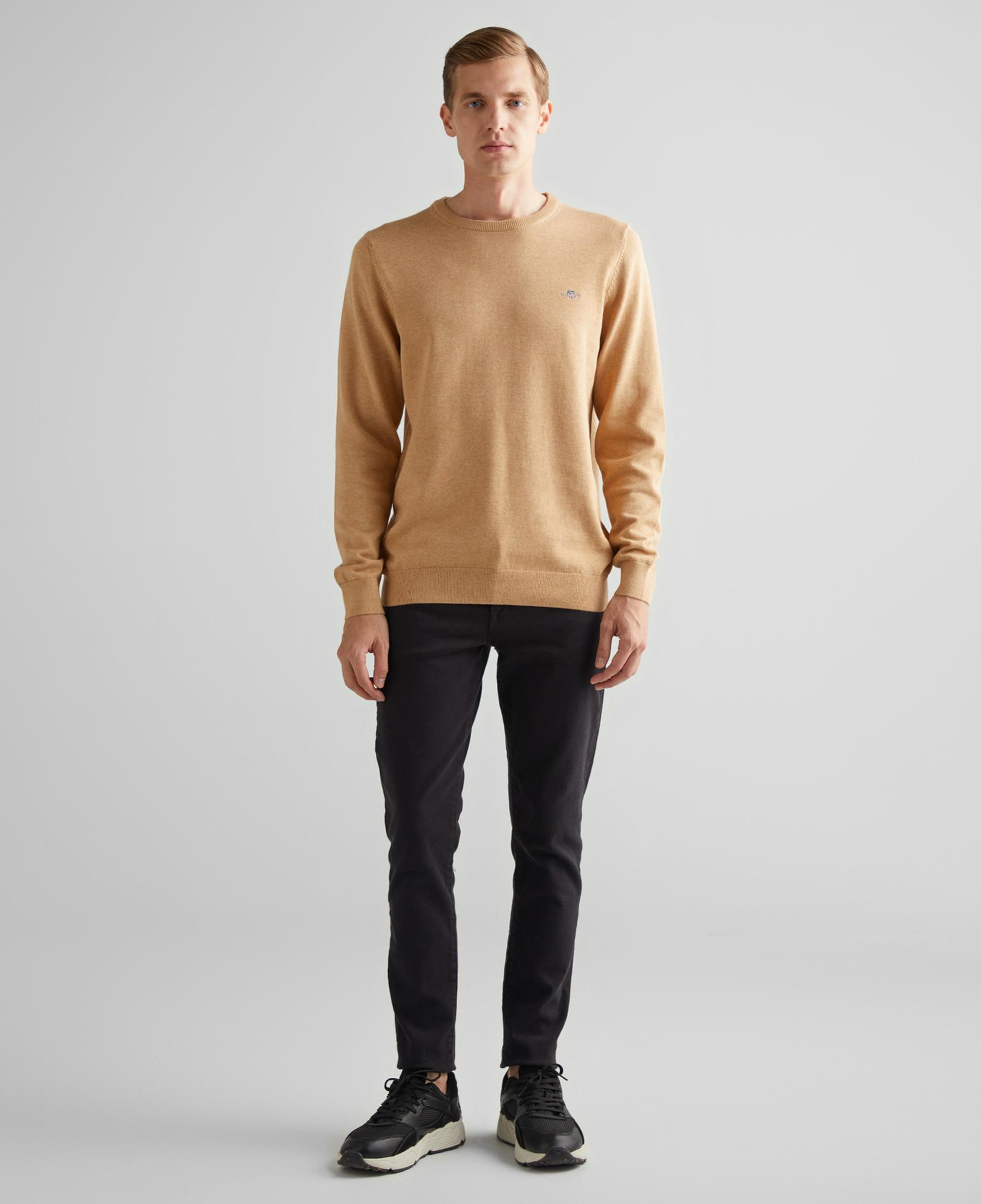 GANT Erkek Kahverengi Regular Fit Bisiklet Yaka Kazak