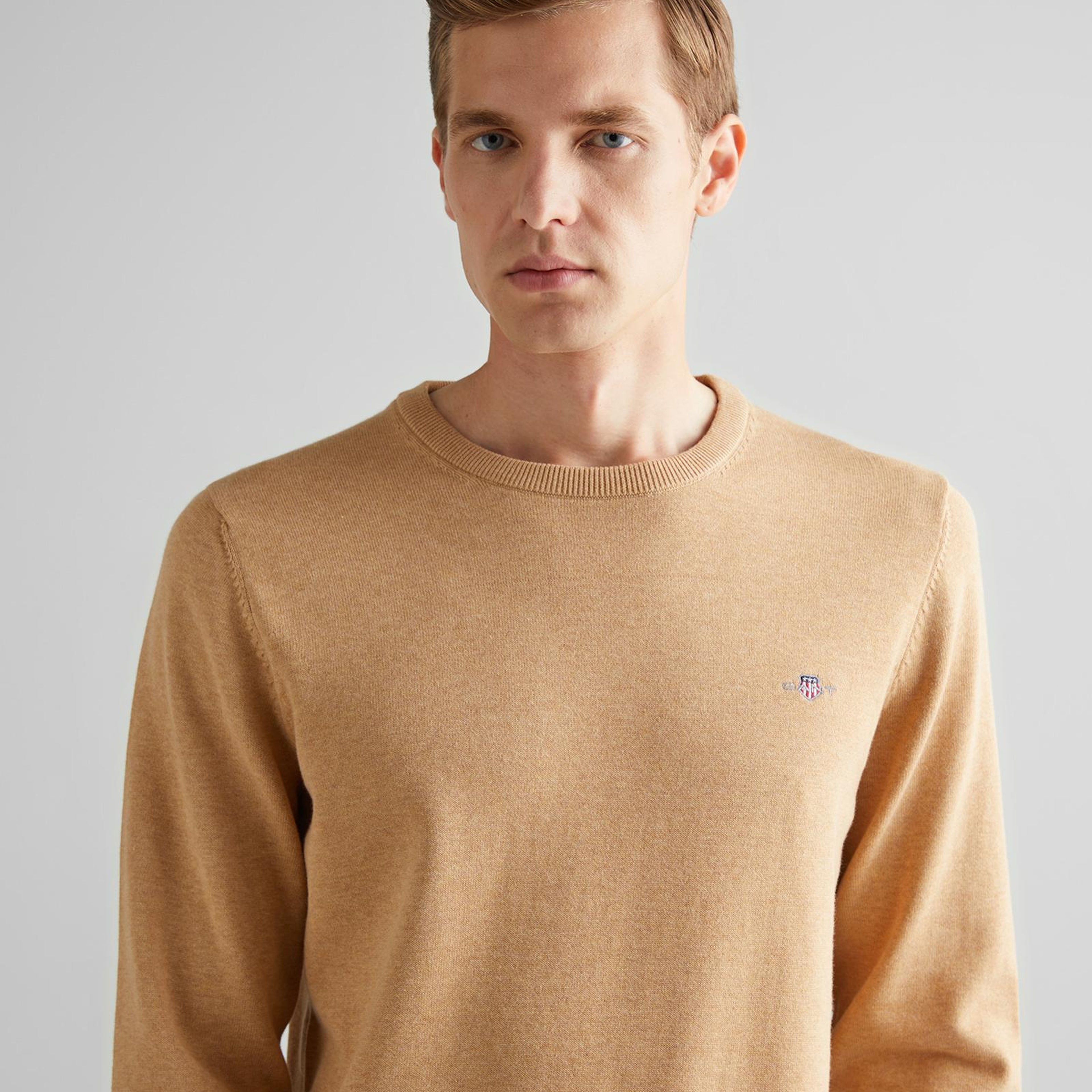 GANT Erkek Kahverengi Regular Fit Bisiklet Yaka Kazak