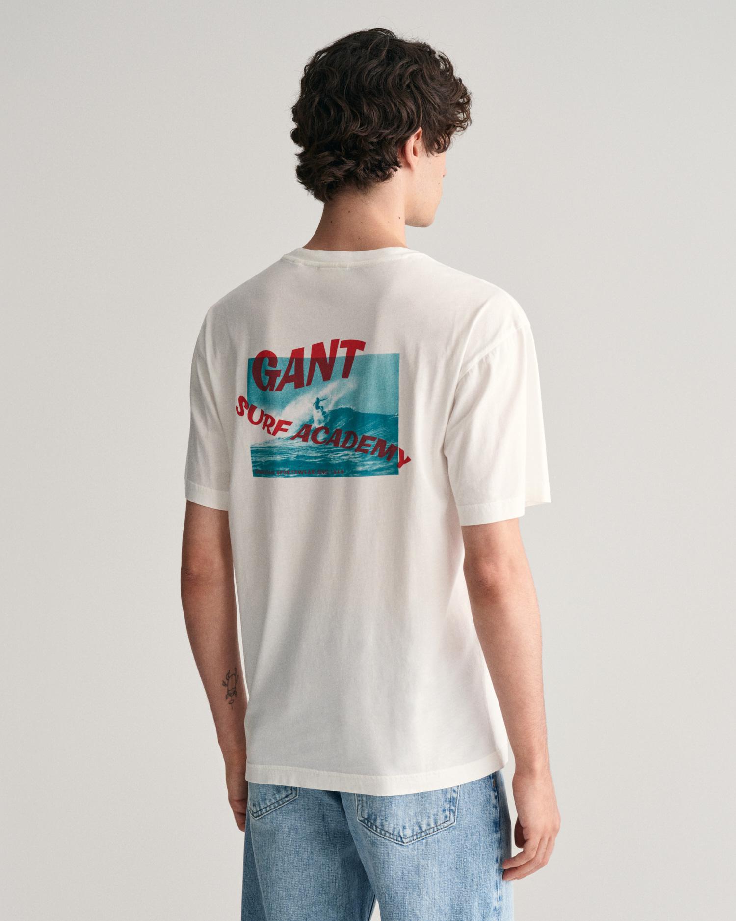 GANT Erkek Krem Regular Fit Bisiklet Yaka Baskılı T-shirt