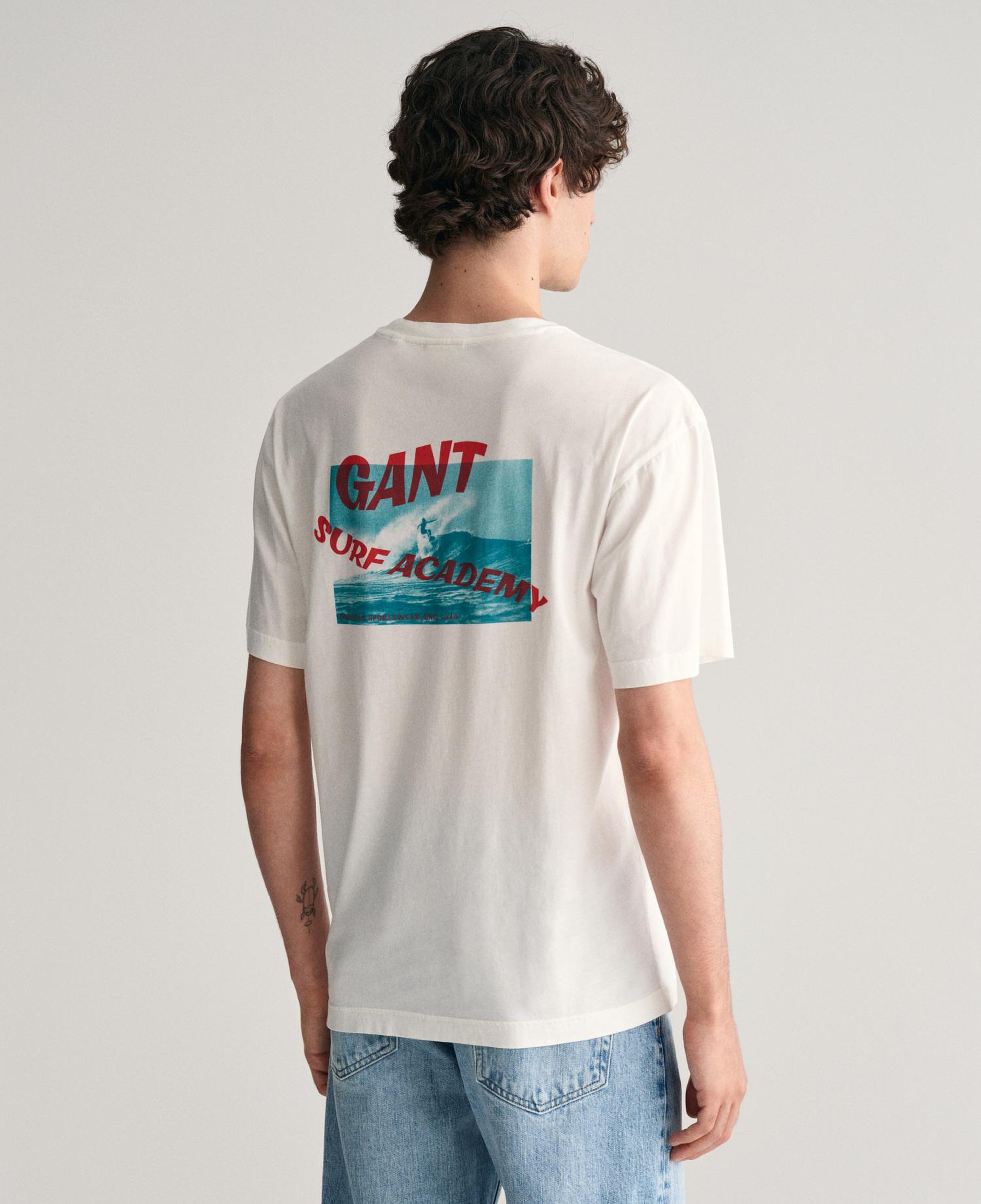 GANT Erkek Krem Regular Fit Bisiklet Yaka Baskılı T-shirt