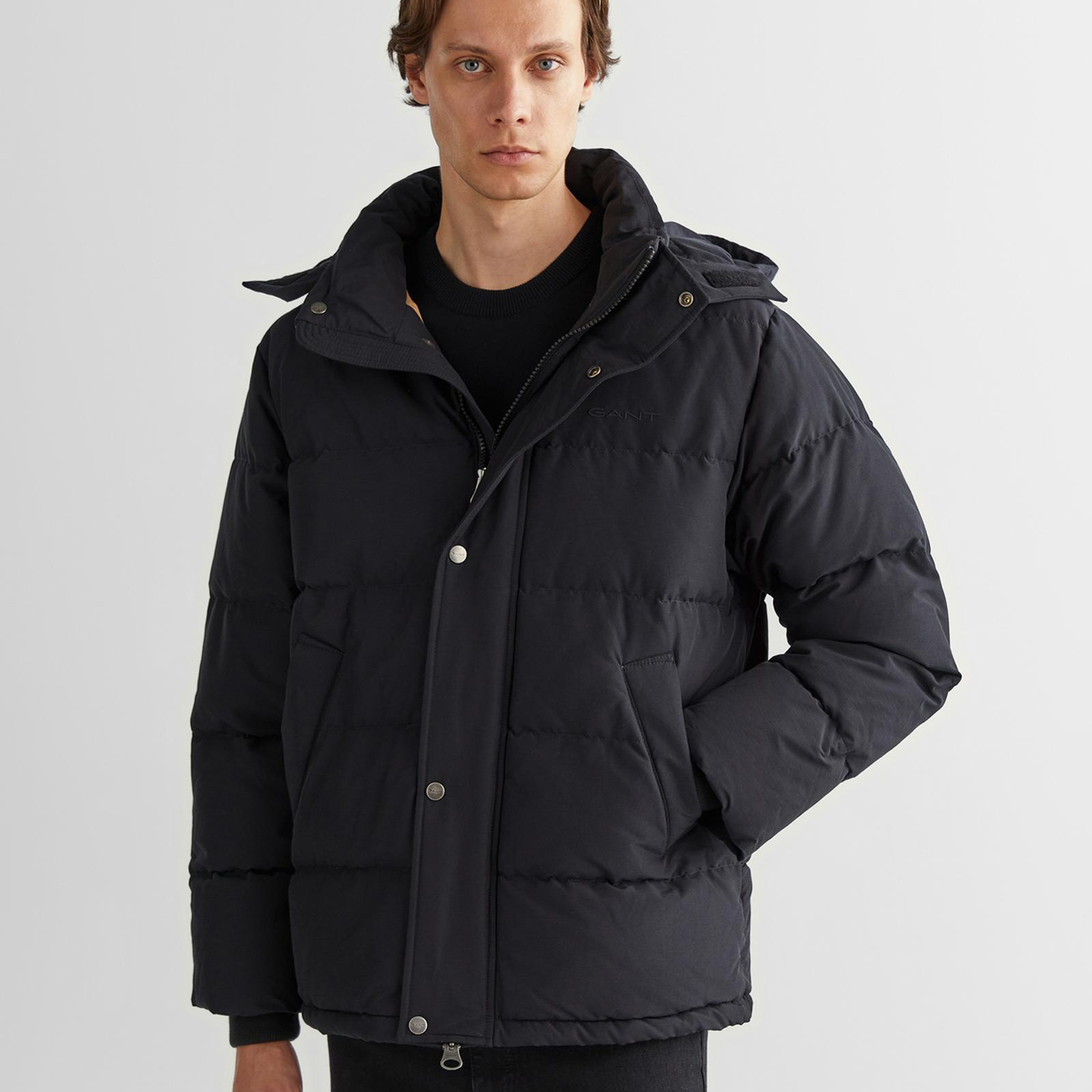 GANT Erkek Siyah Kapüşonlu Kaz Tüyü Mont