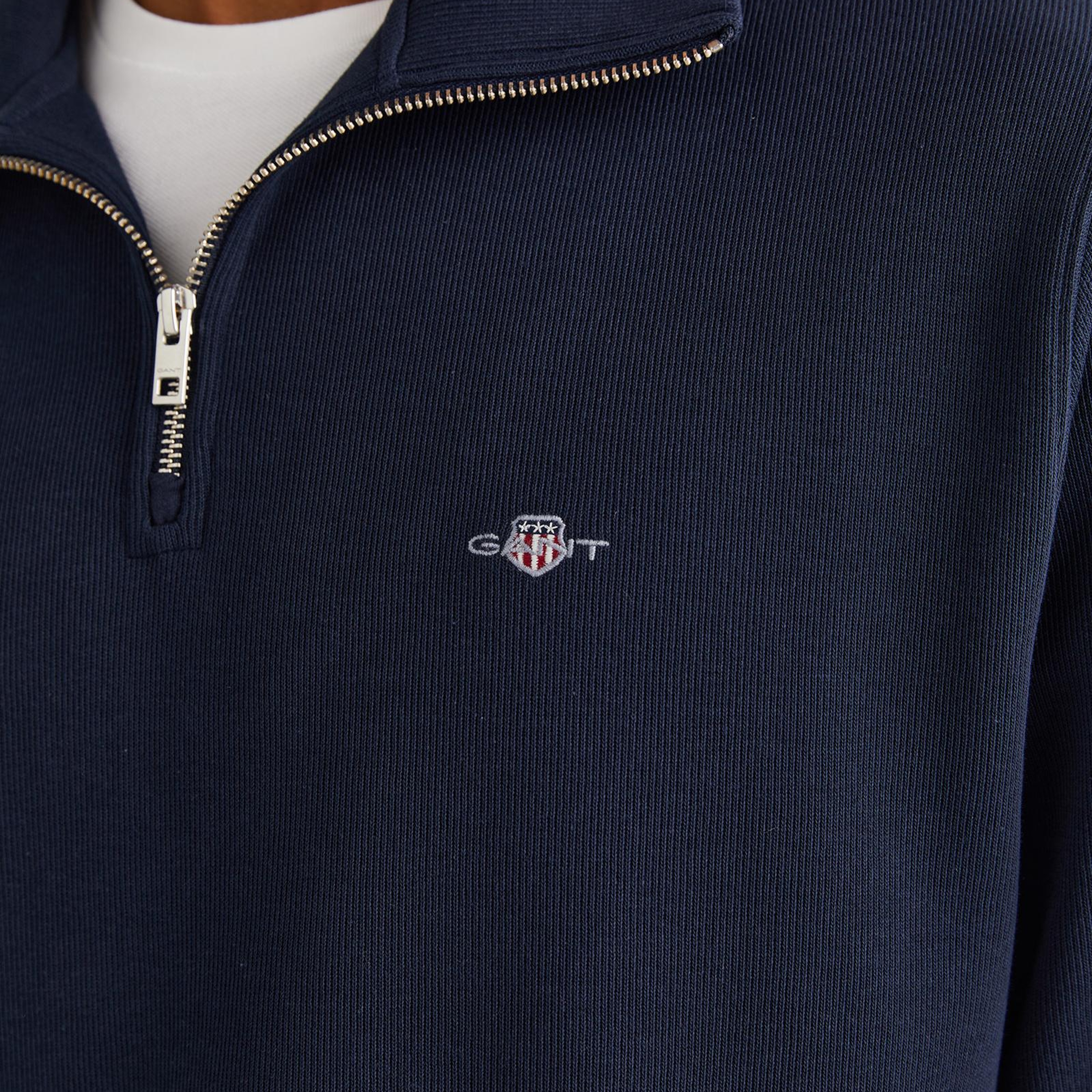 Gant Erkek Lacivert Regular Fit Yarım Fermuarlı Sweatshirt