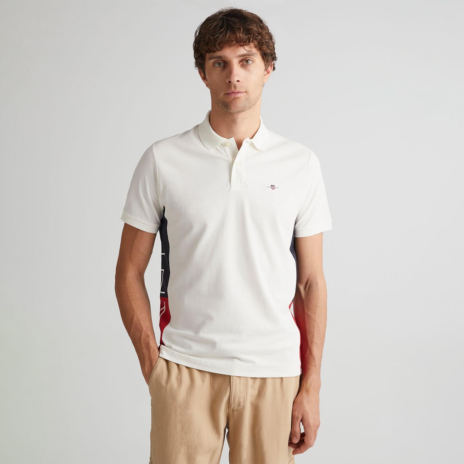 GANT Erkek Krem Regular Fit Renk Bloklu Polo