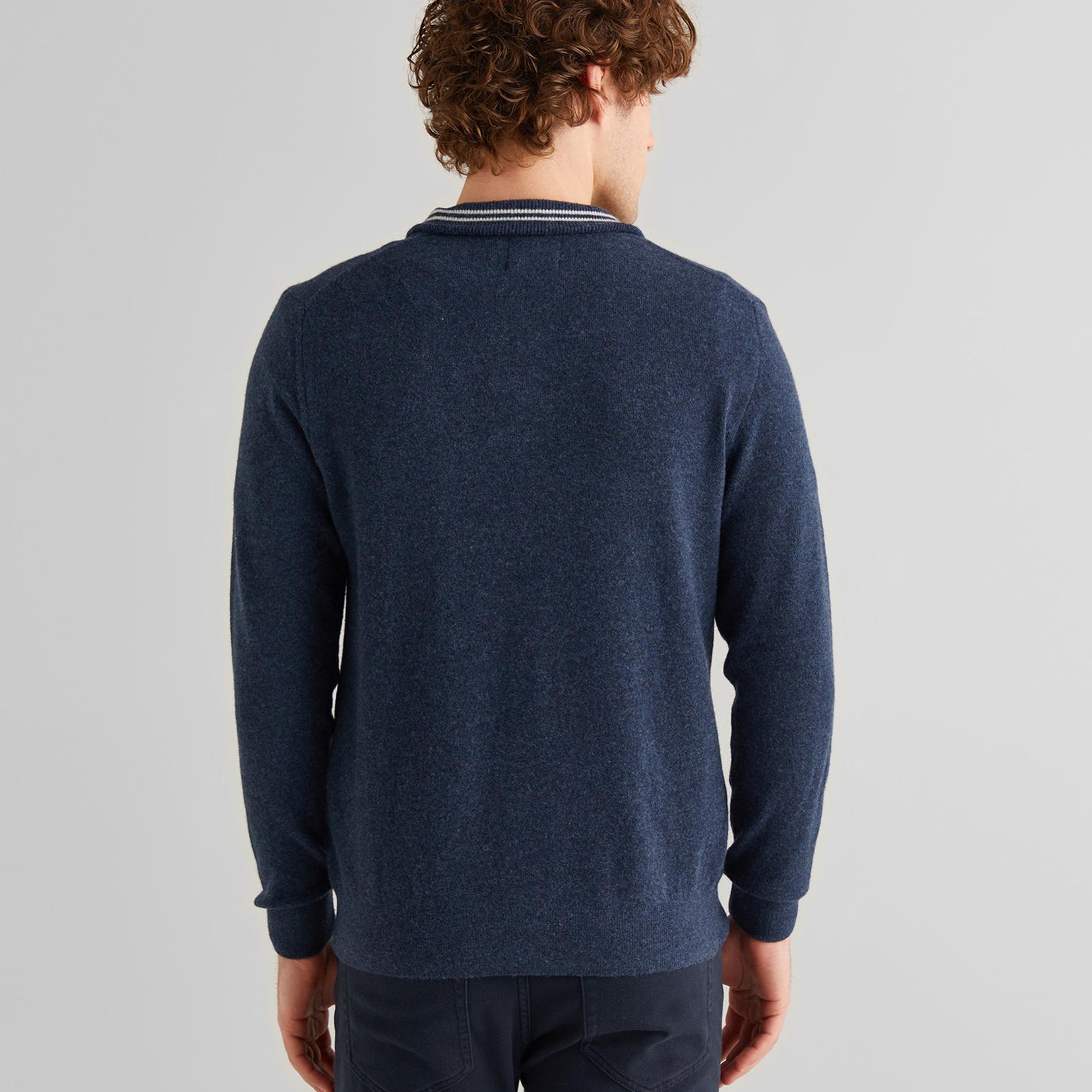 GANT Erkek Lacivert Regular Fit Yarım Fermuarlı Yün Kazak