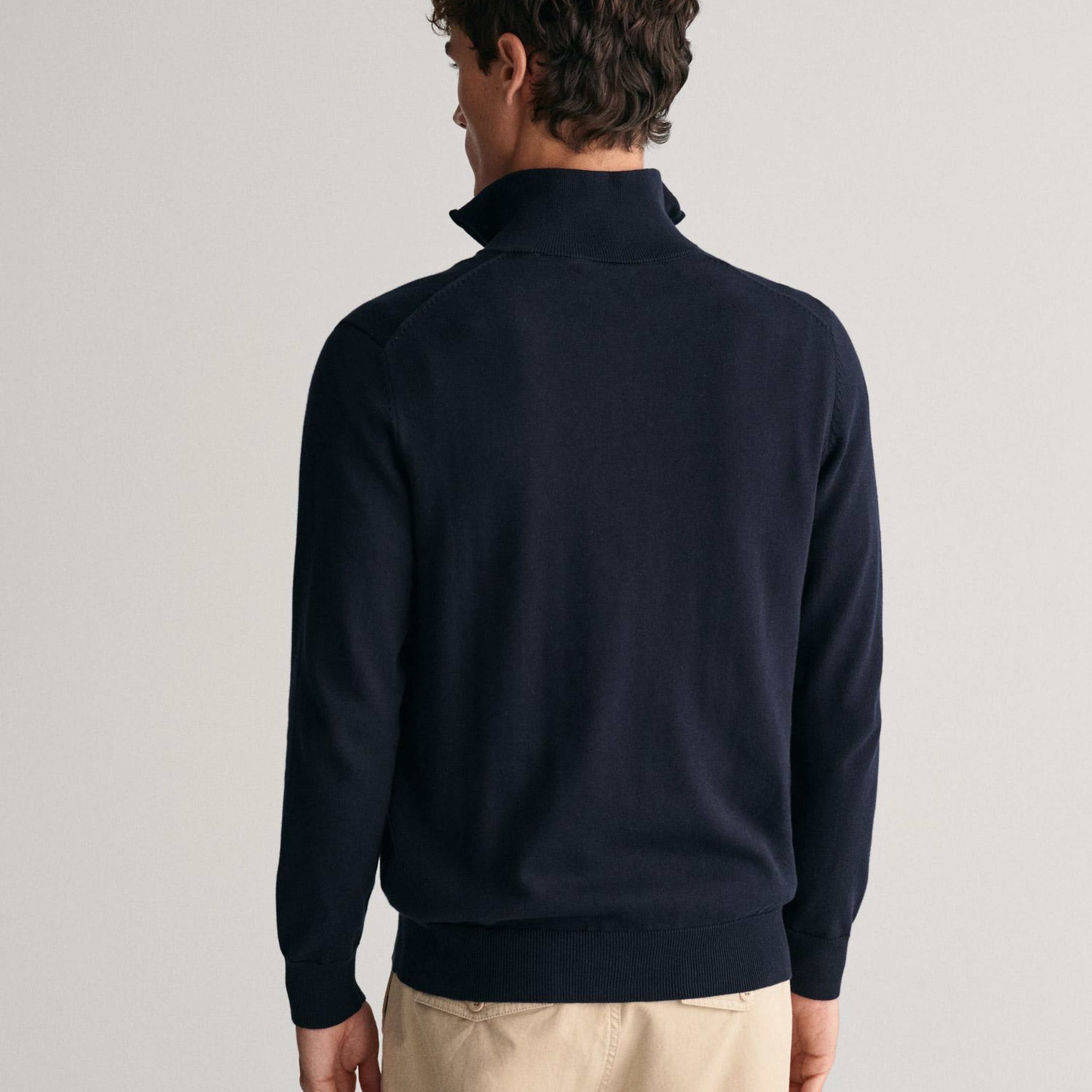 GANT Erkek Lacivert Regular Fit Yarım Fermuarlı Kazak