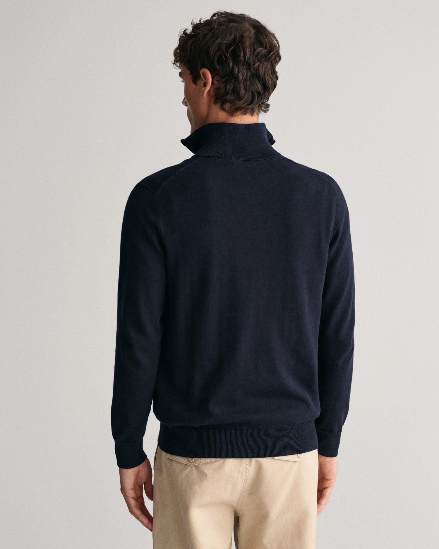 GANT Erkek Lacivert Regular Fit Yarım Fermuarlı Kazak