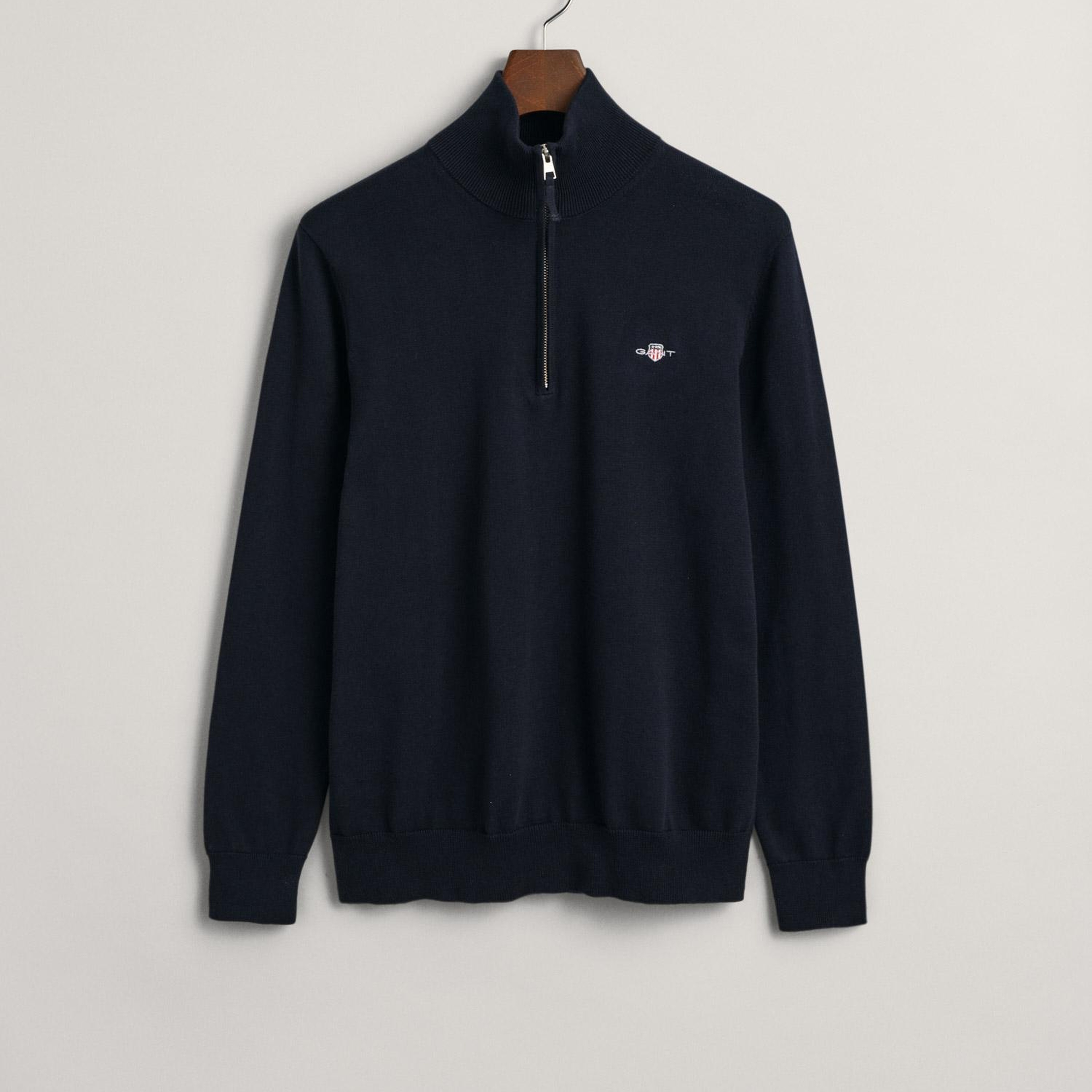 GANT Erkek Lacivert Regular Fit Yarım Fermuarlı Kazak