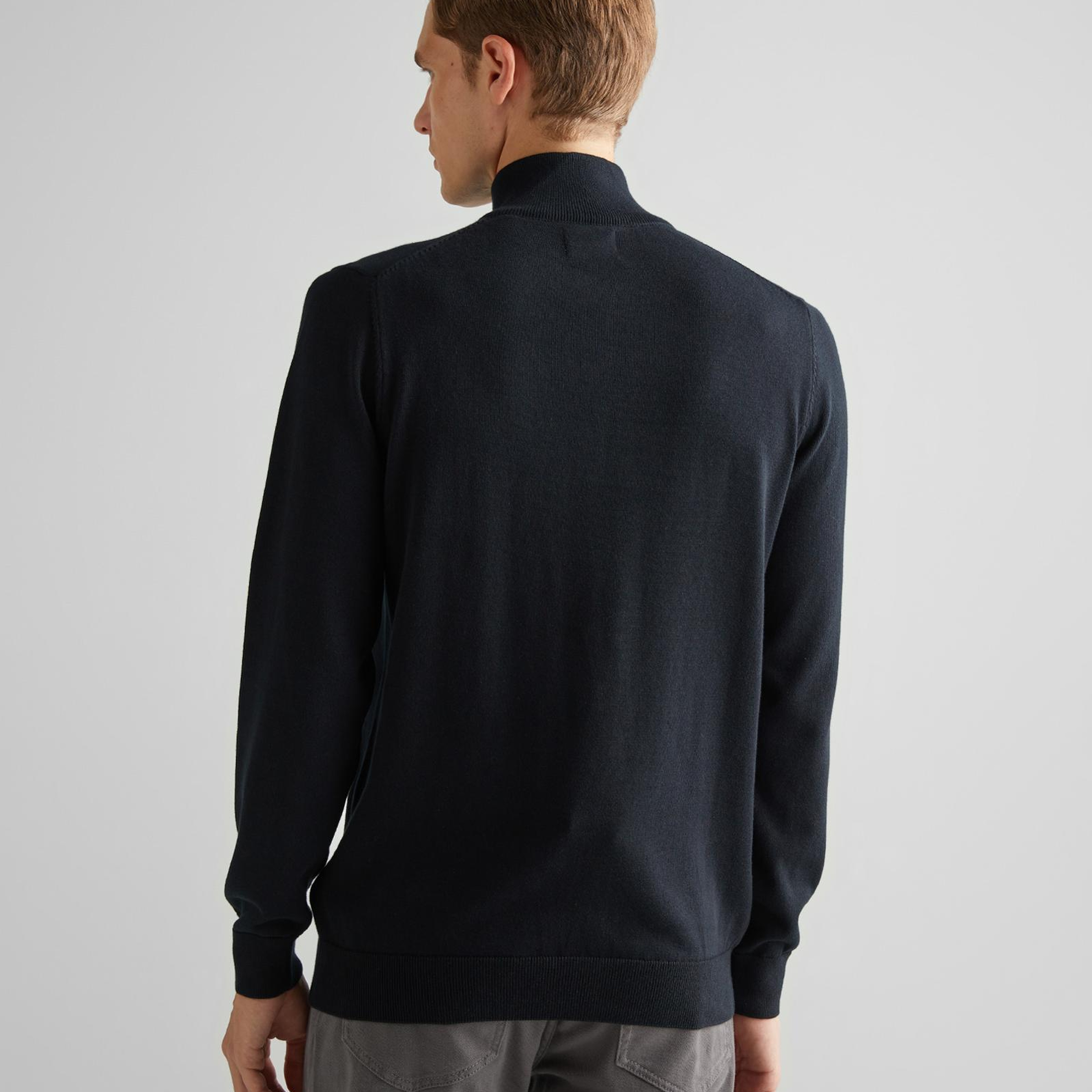 GANT Erkek Siyah Regular Fit Yarım Fermuarlı Kazak