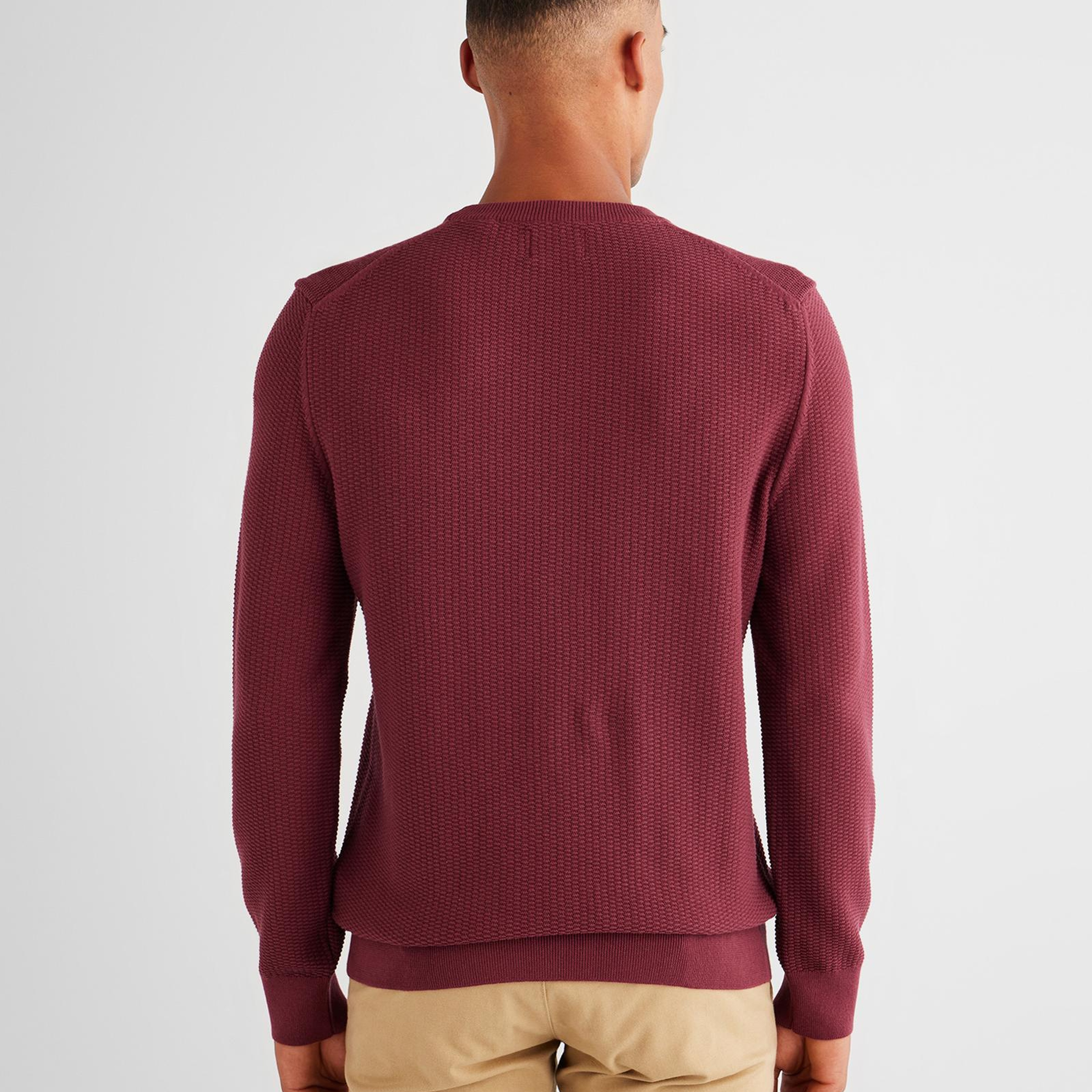 GANT Erkek Bordo Regular Fit Bisiklet Yaka Kazak