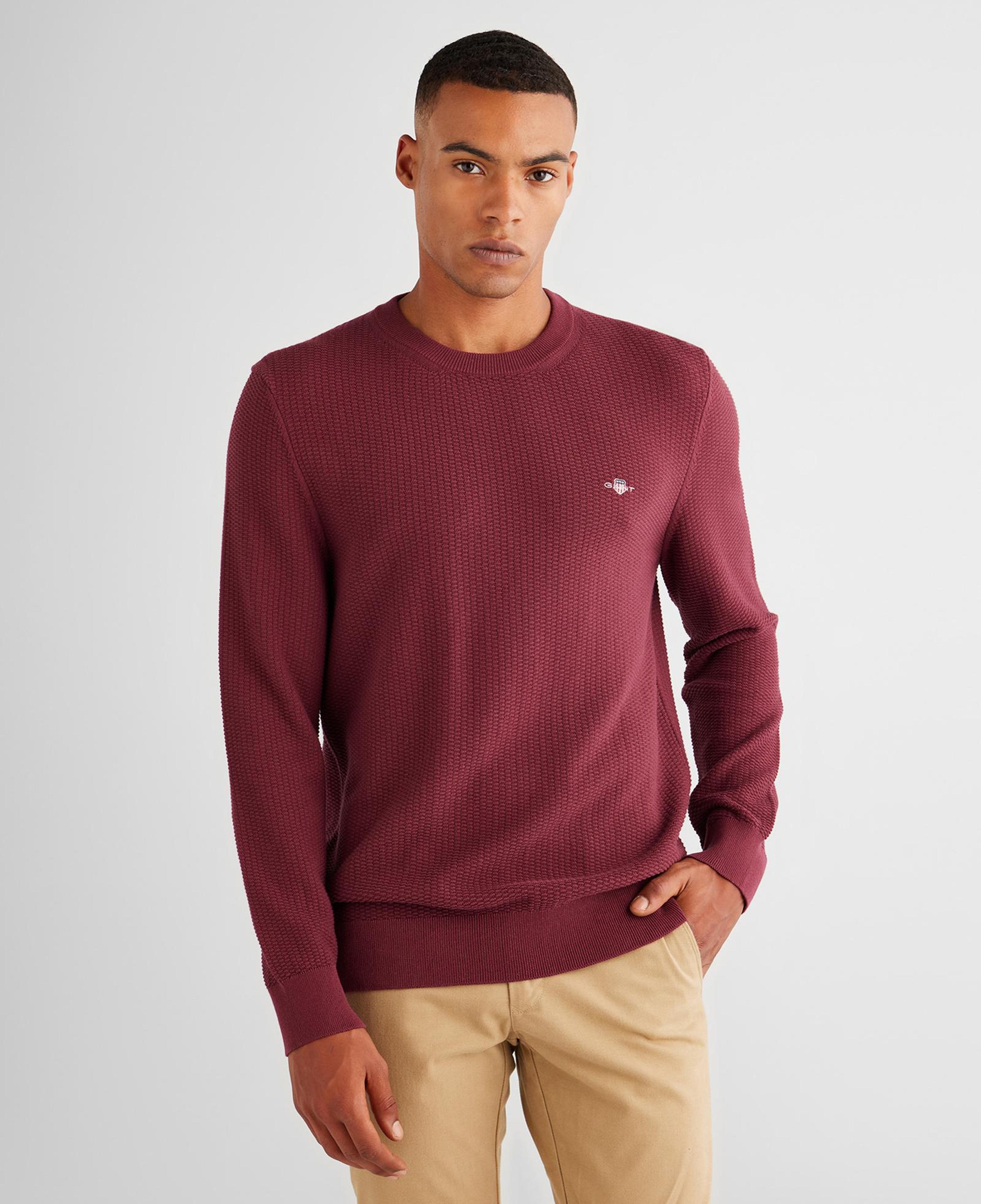 GANT Erkek Bordo Regular Fit Bisiklet Yaka Kazak