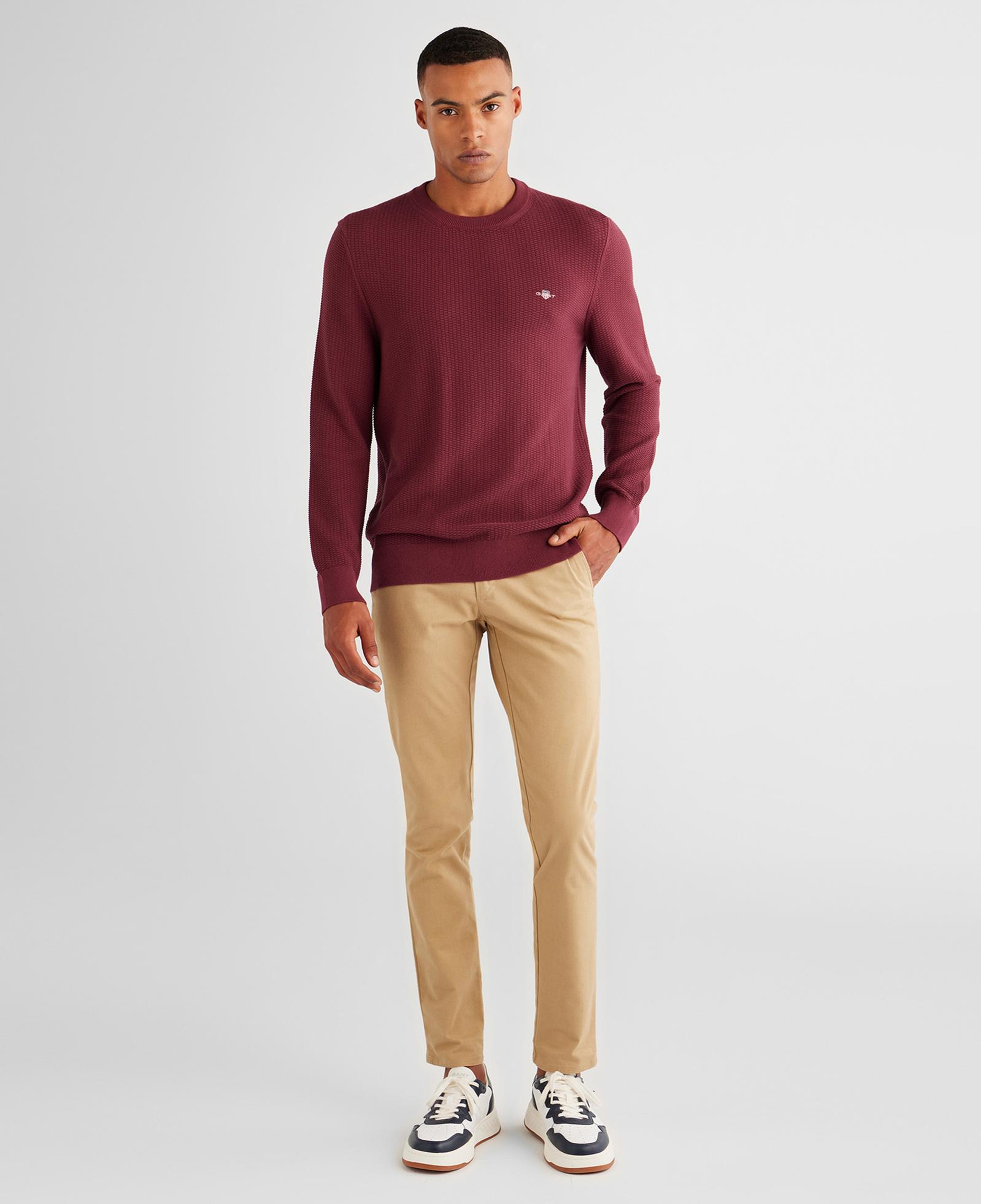 GANT Erkek Bordo Regular Fit Bisiklet Yaka Kazak