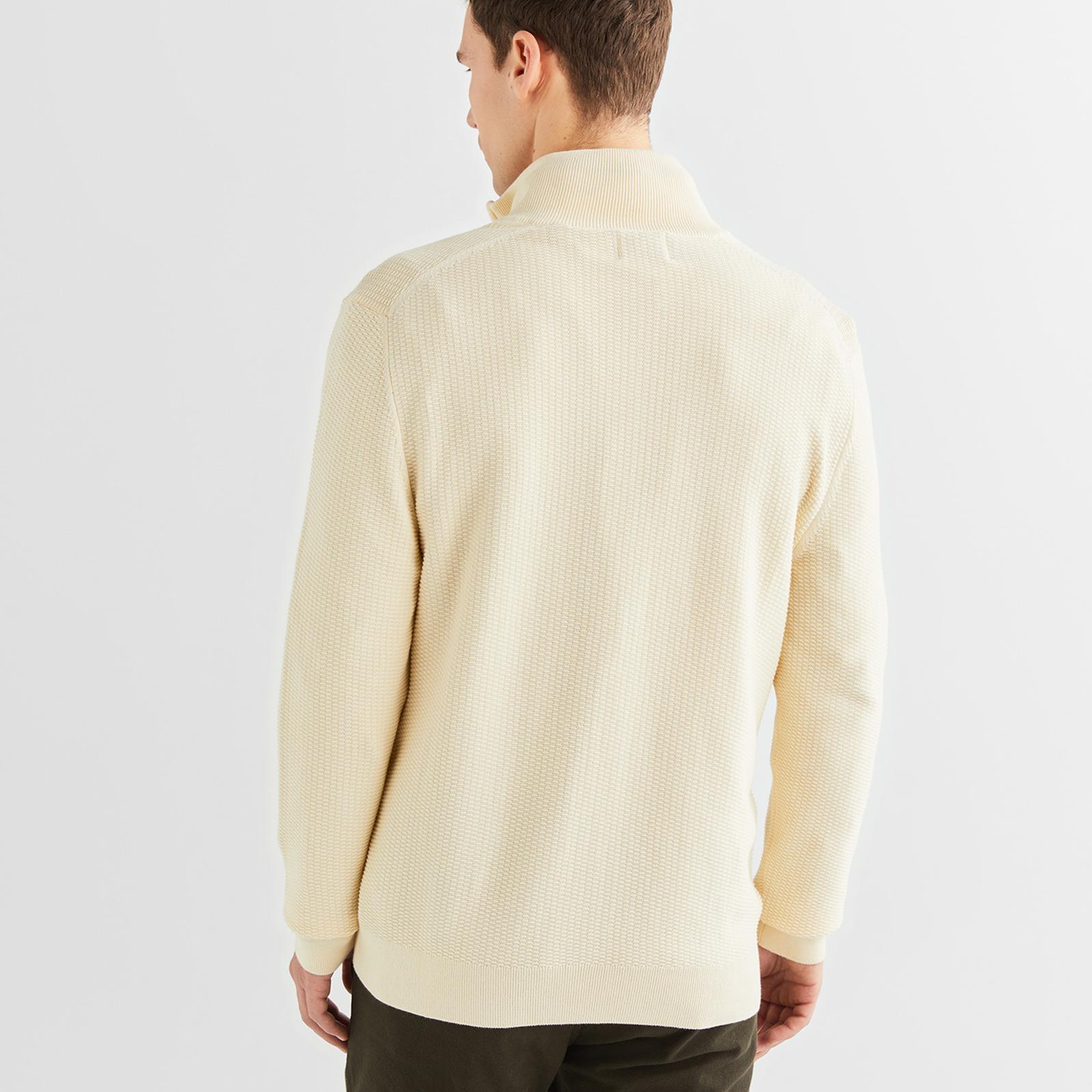 GANT Erkek Krem Regular Fit Fermuarlı Hırka