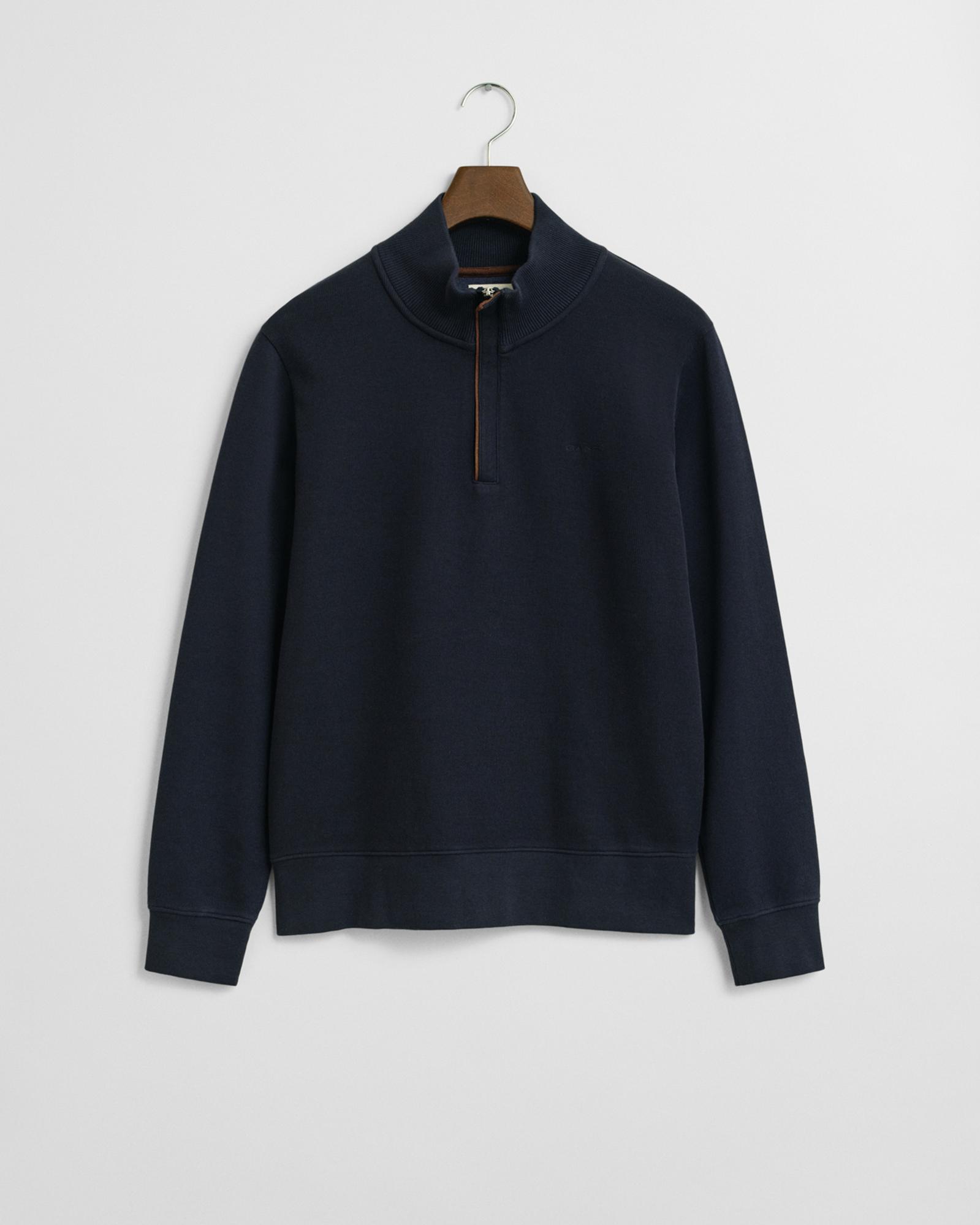 GANT Erkek Lacivert Regular Fit Yarım Fermuarlı Sweatshirt