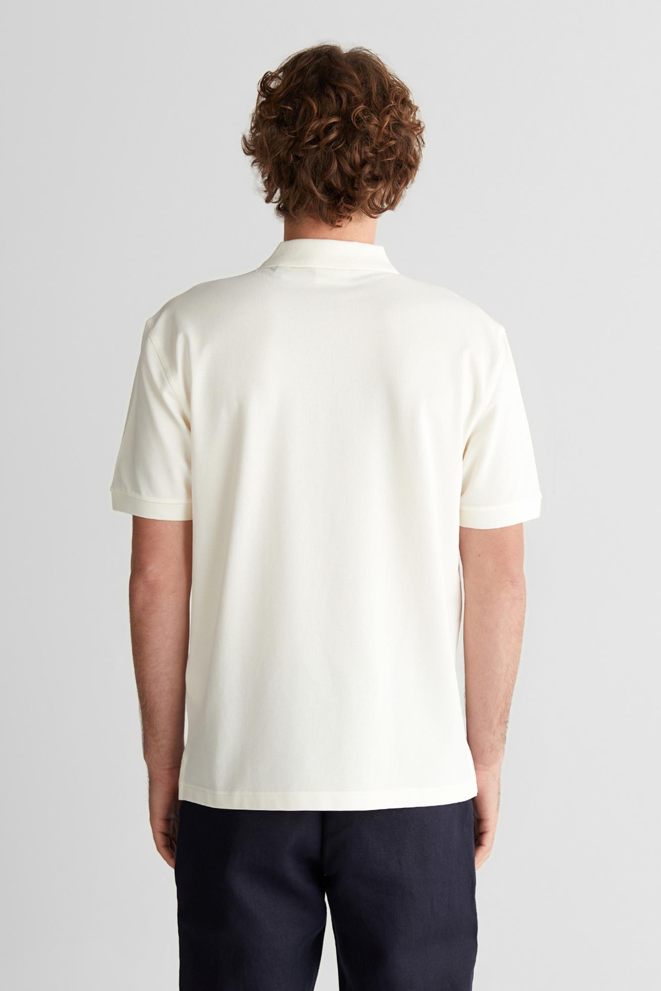 GANT Erkek Beyaz Regular Fit Yarım Fermuarlı Baskılı Polo Yaka T-Shirt