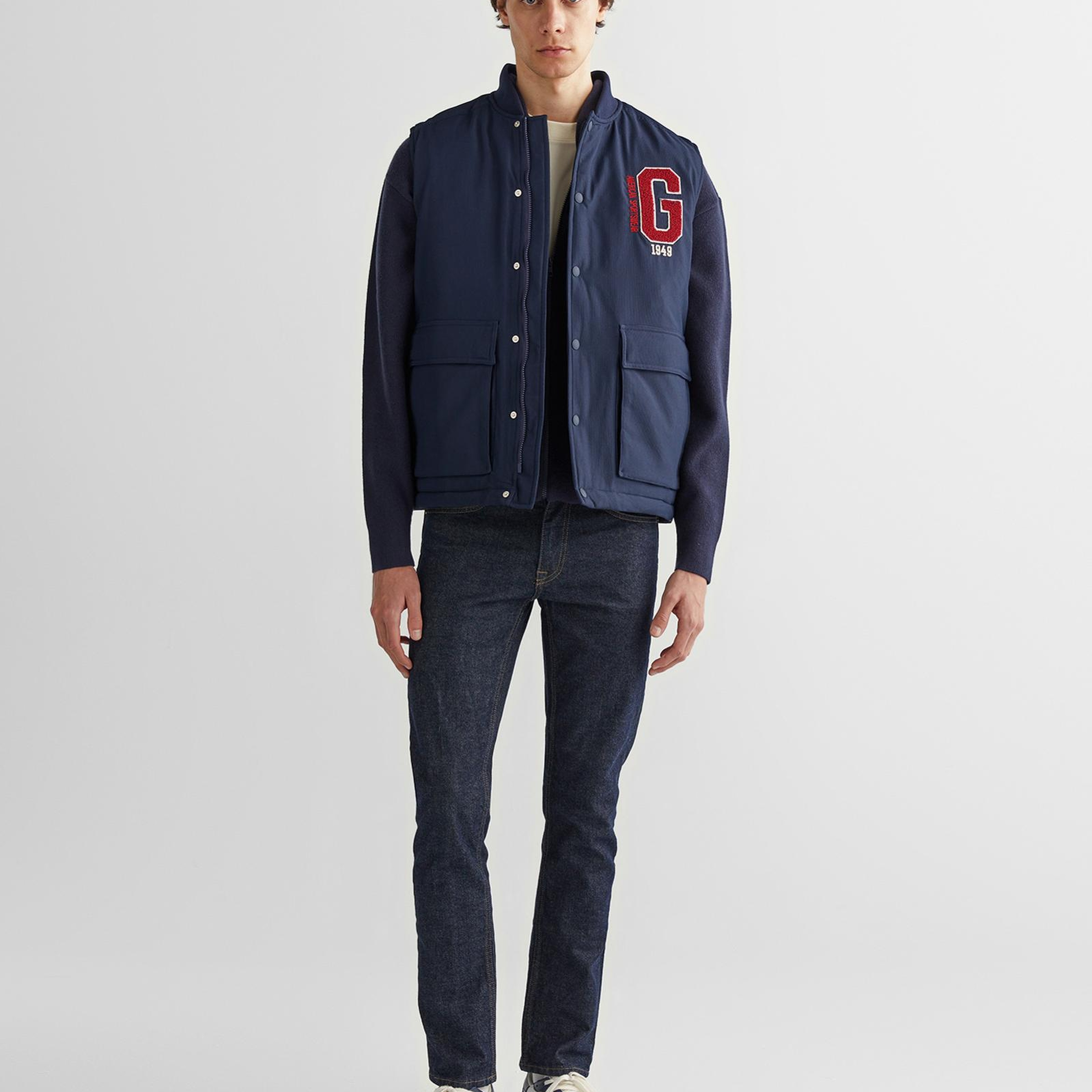 GANT Erkek Lacivert Hakim Yaka Logolu Yelek