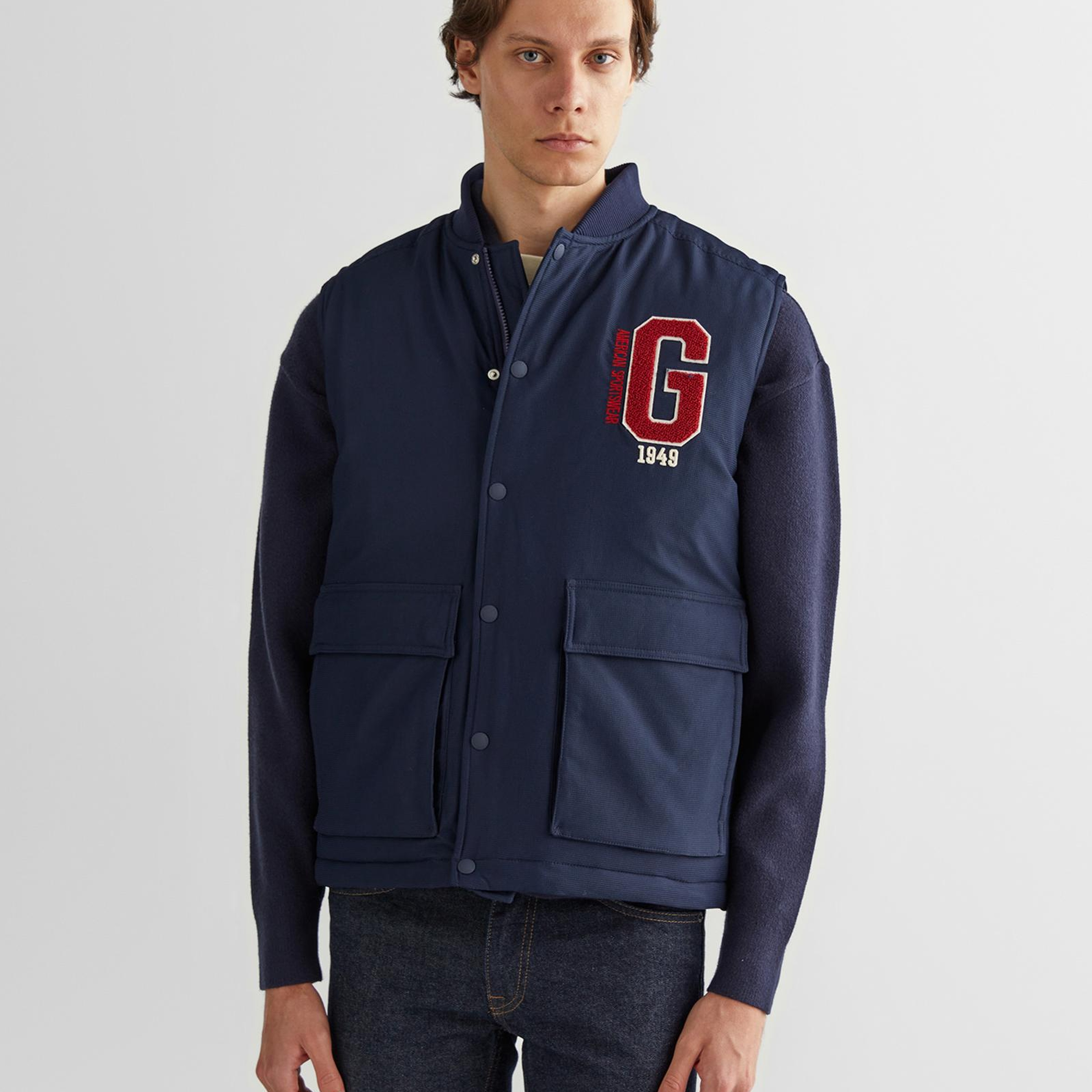 GANT Erkek Lacivert Hakim Yaka Logolu Yelek