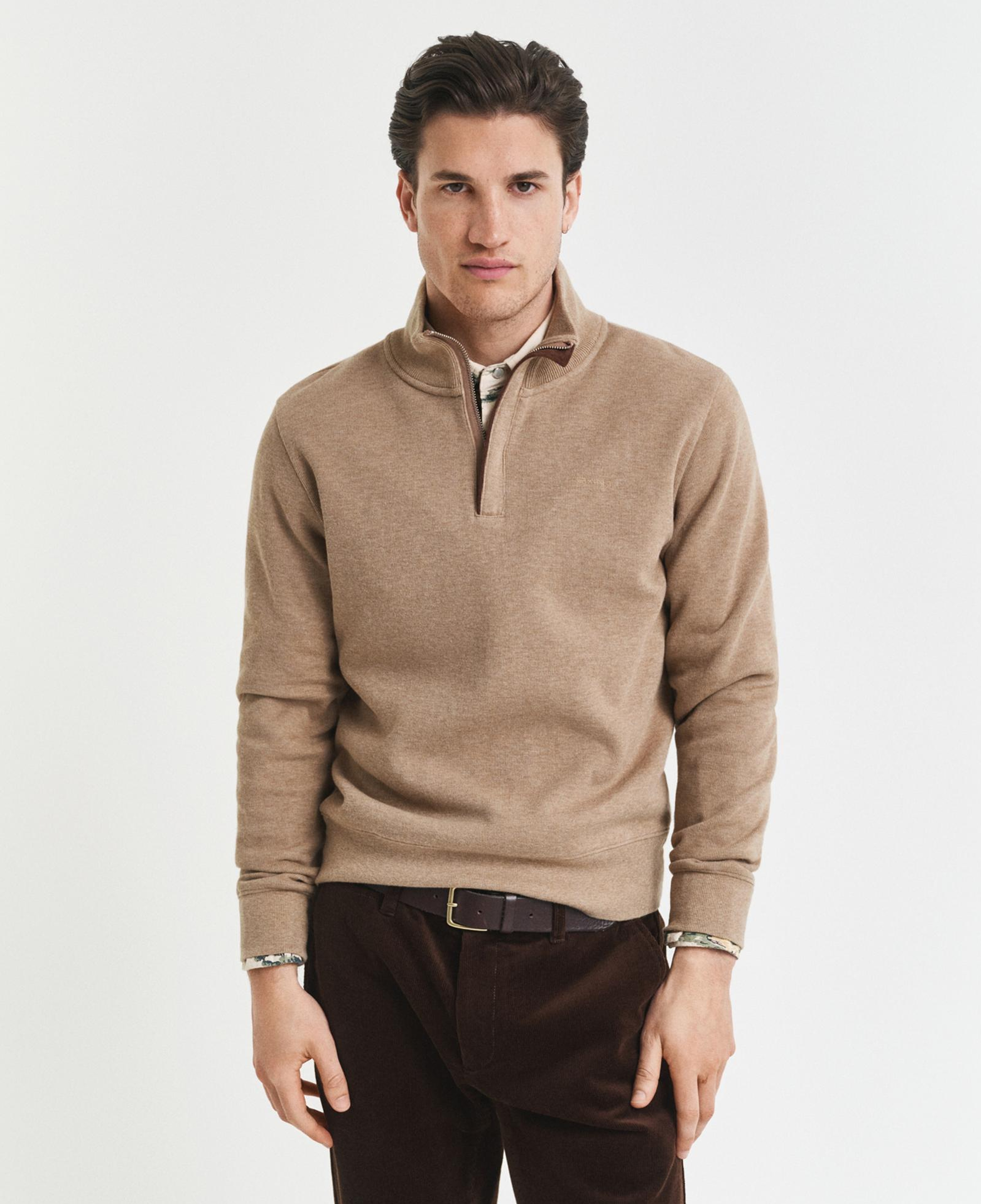 GANT Erkek Bej Regular Fit Yarım Fermuarlı Sweatshirt