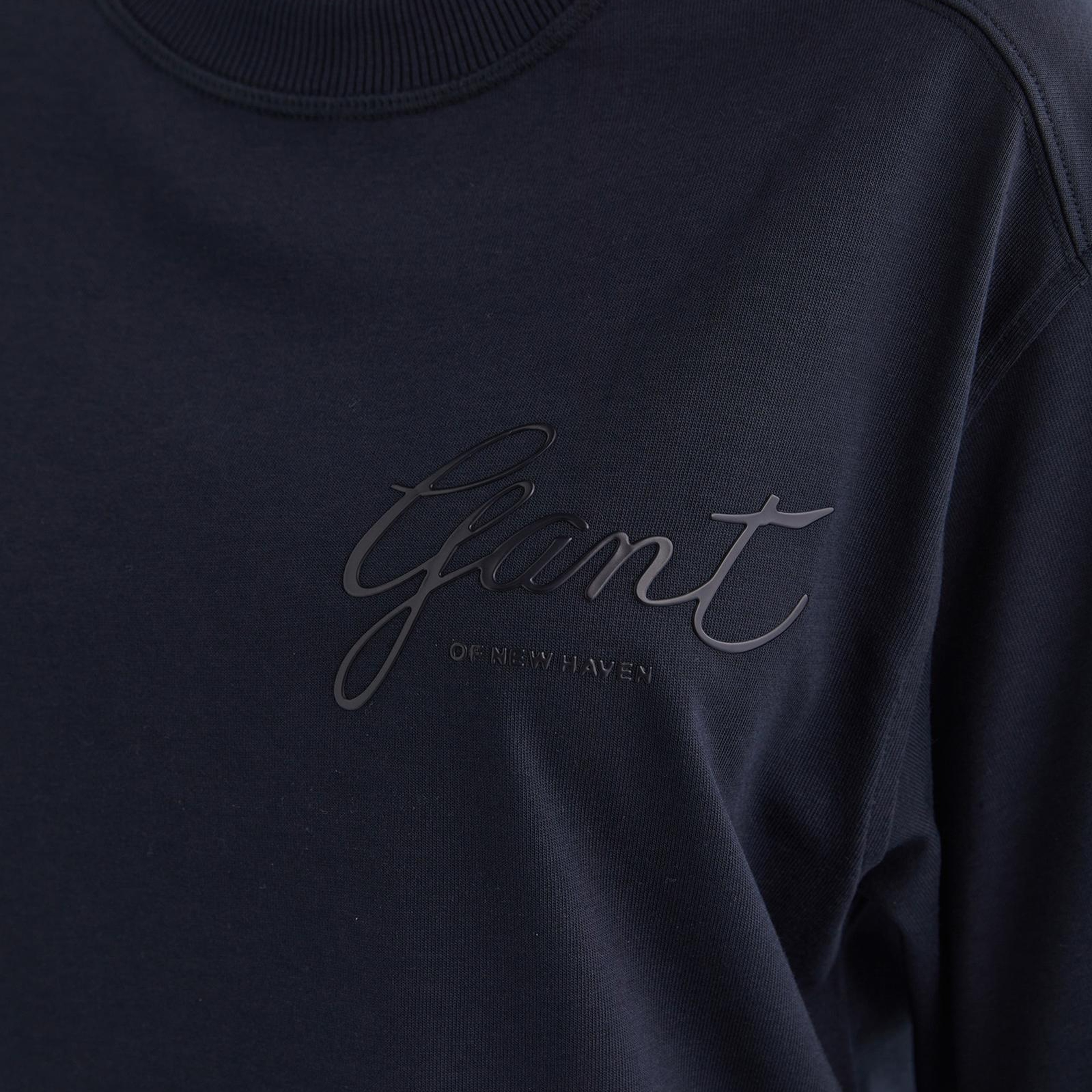 GANT Kadın Lacivert Relaxed Fit Bisiklet Yaka Logolu T-Shirt