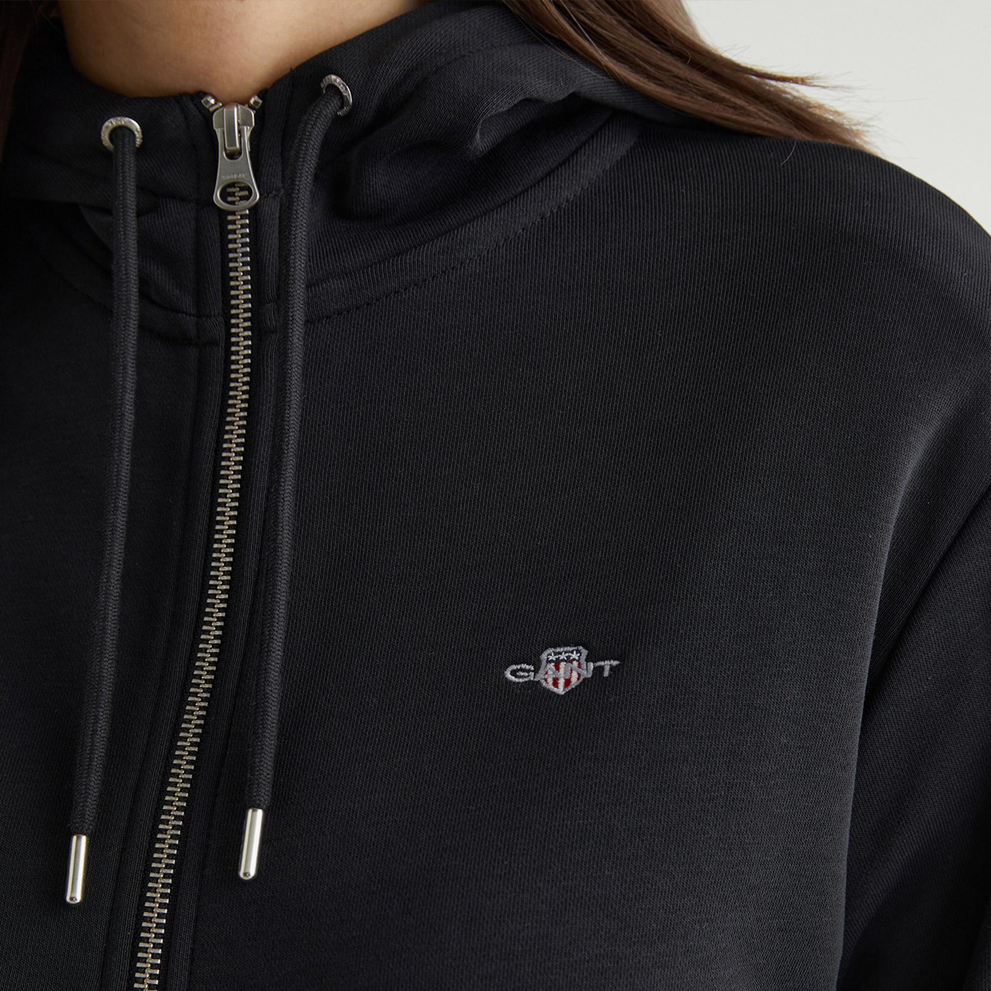 GANT Kadın Siyah Relaxed Fit Kapüşonlu Sweatshirt