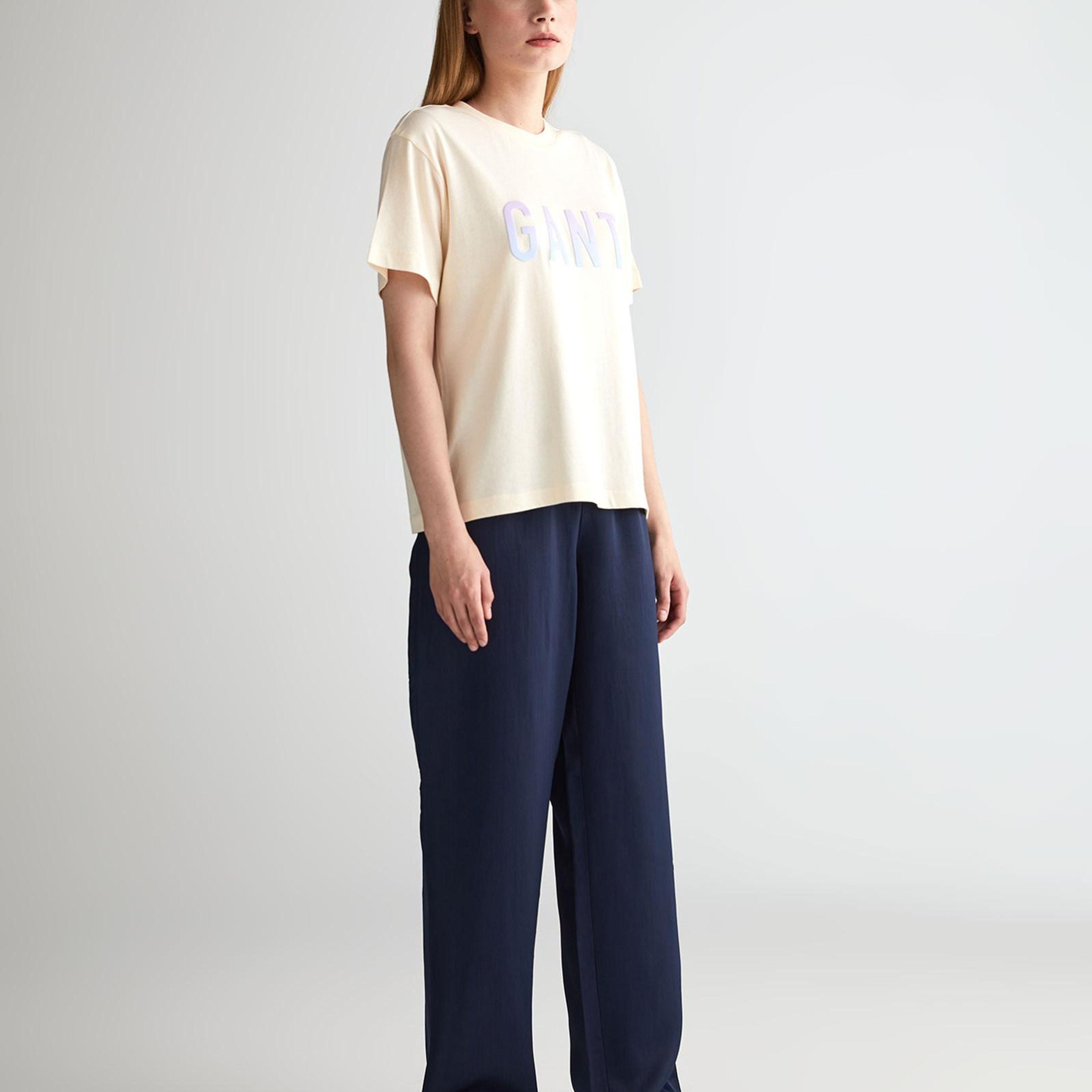 GANT Kadın Lacivert Regular Fit Pantolon