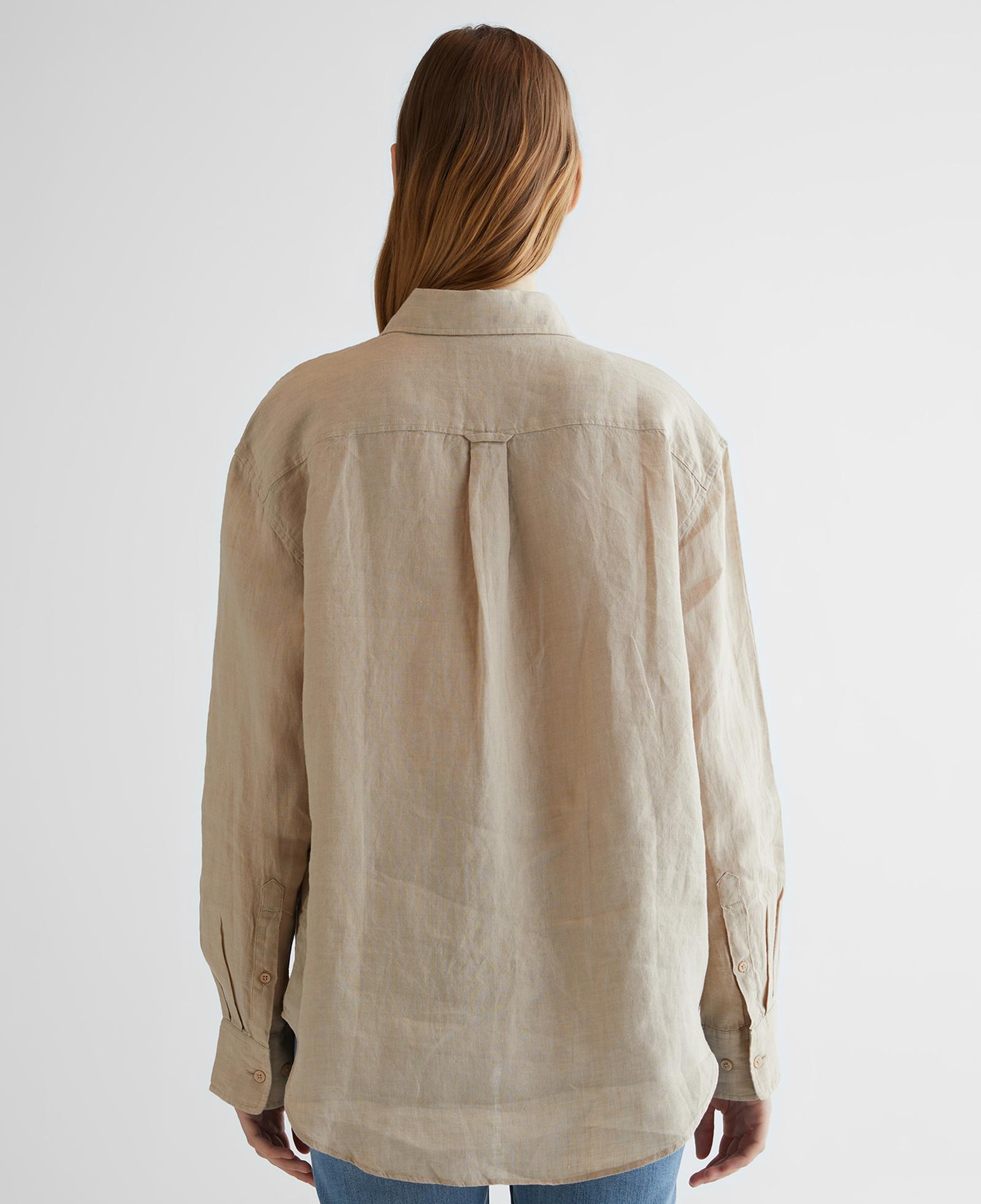 GANT Kadın Bej Relaxed Fit Klasik Yaka Keten Gömlek