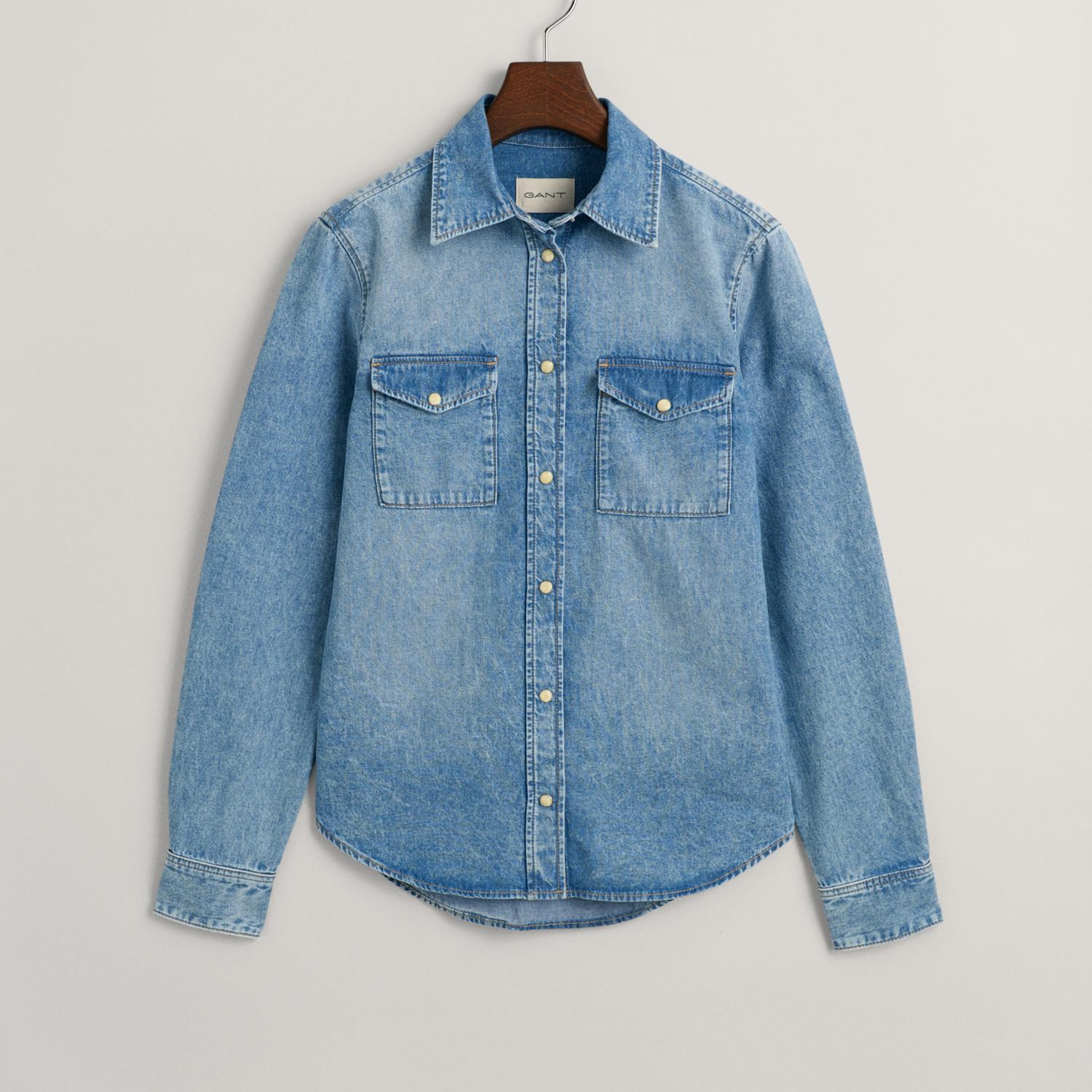 GANT Kadın Mavi Regular Fit Klasik Yaka Gömlek