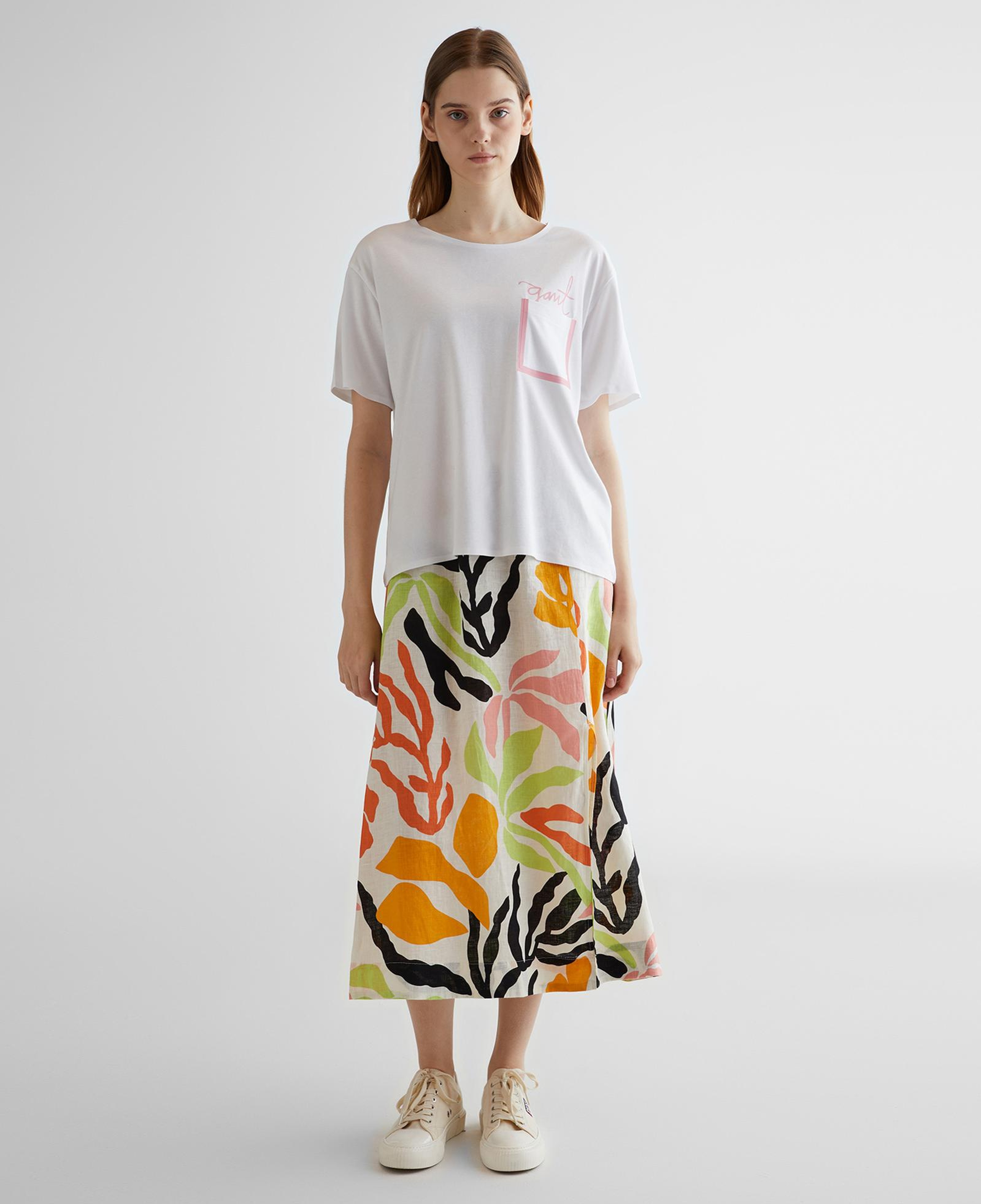 GANT Kadın Sarı Regular Fit Desenli Keten Etek