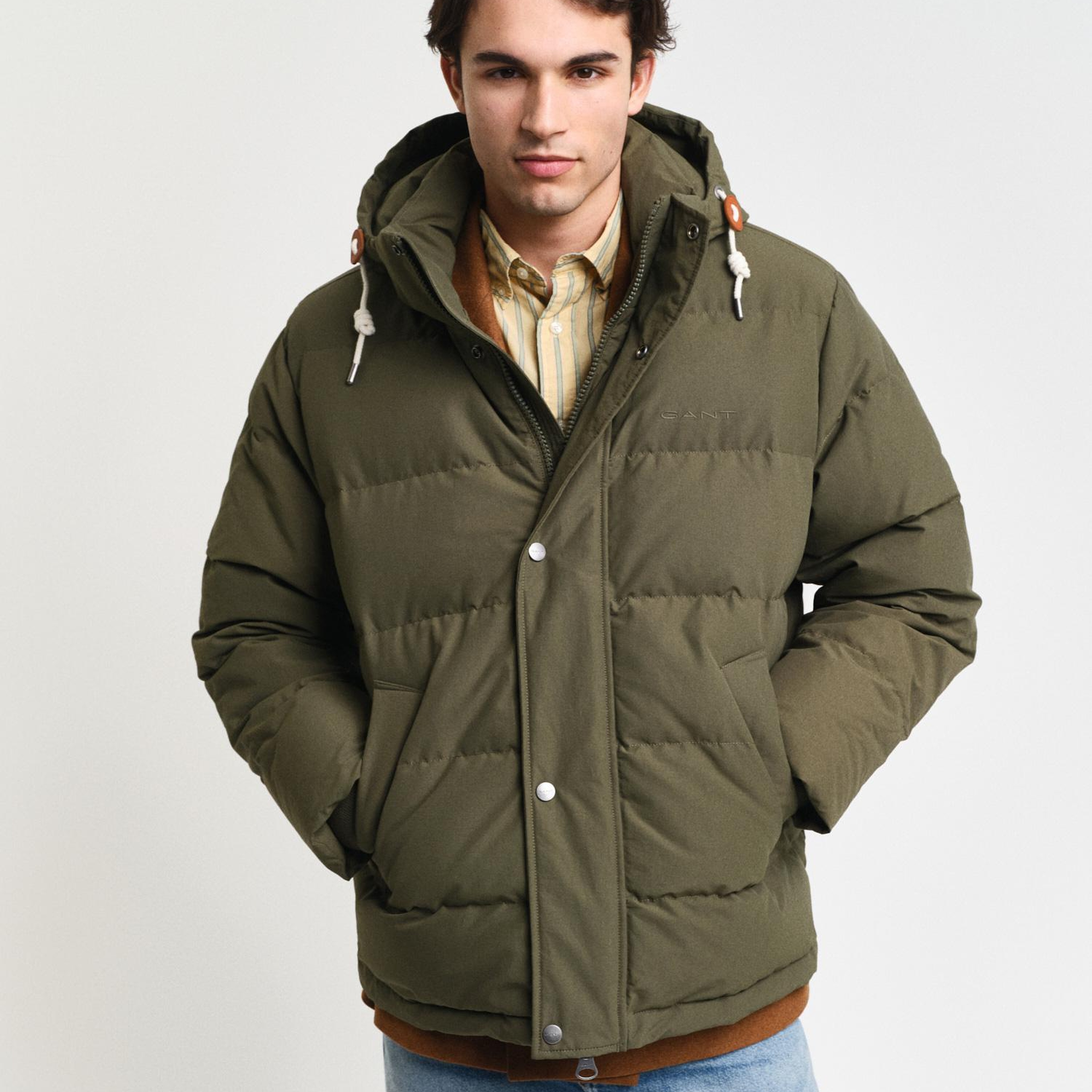 GANT Erkek Yeşil Kapüşonlu Kaz Tüyü Mont