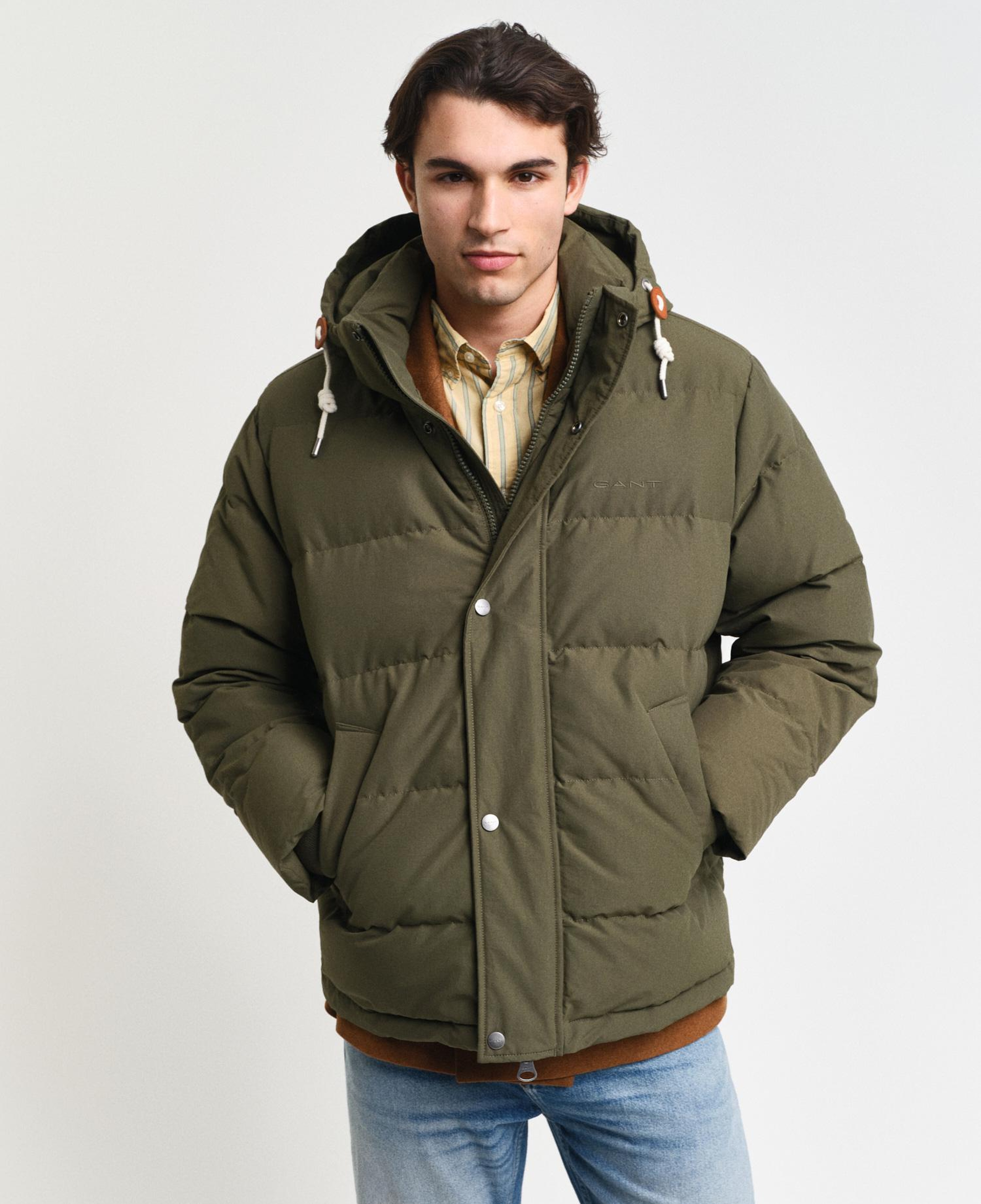 GANT Erkek Yeşil Kapüşonlu Kaz Tüyü Mont
