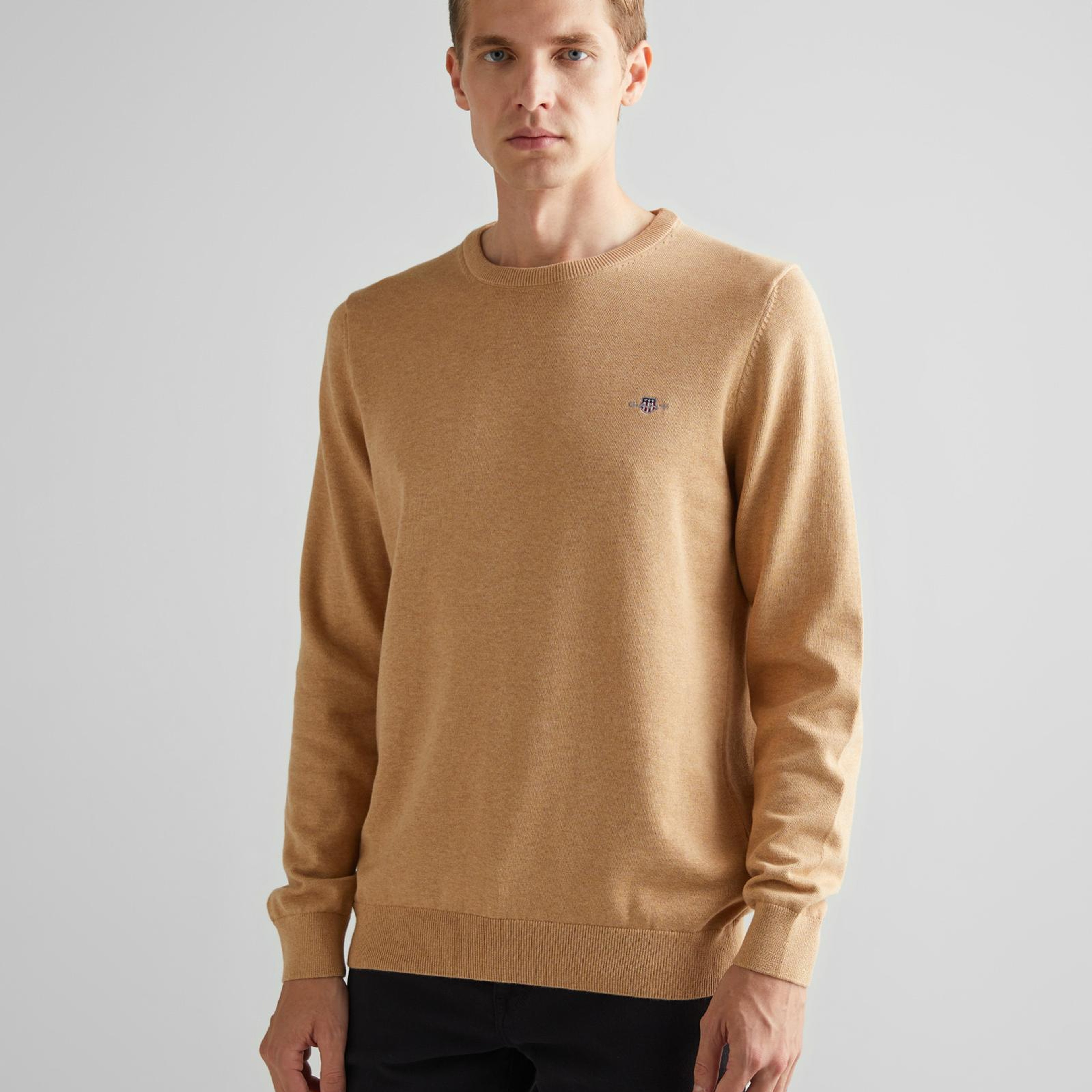 GANT Erkek Kahverengi Regular Fit Bisiklet Yaka Kazak