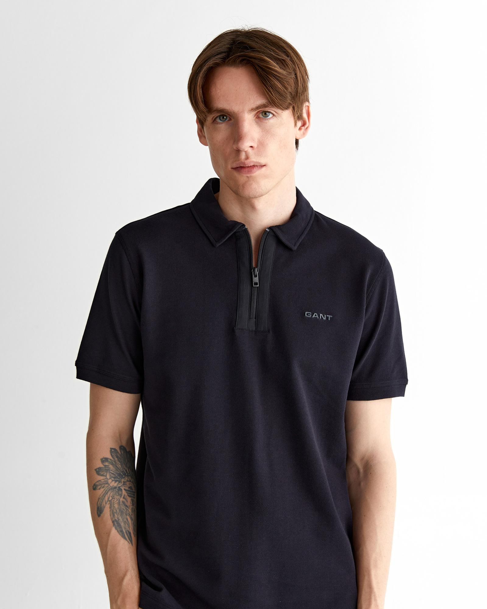 GANT Erkek Siyah Regular Fit Logolu Polo