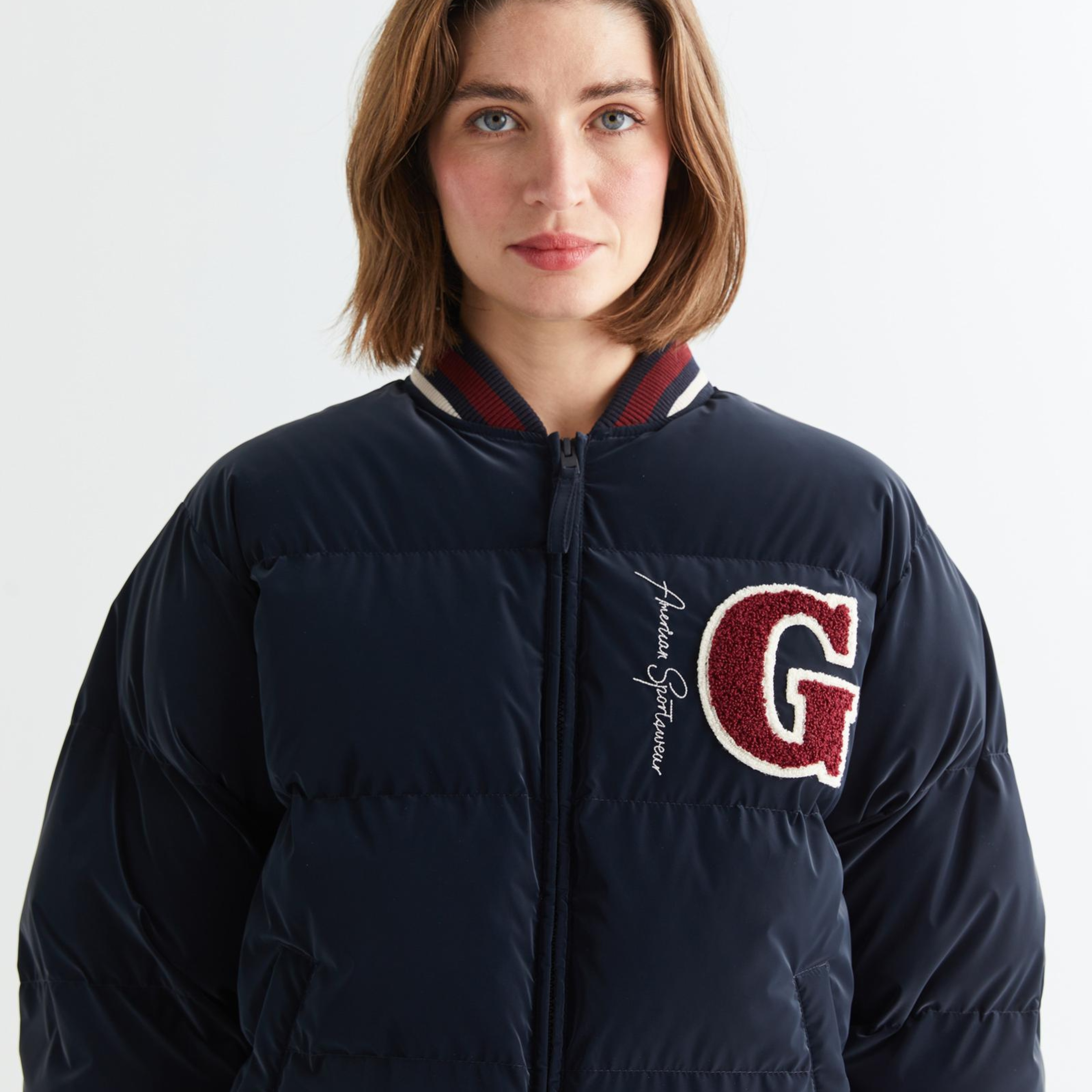 GANT Kadın Lacivert Hakim Yaka Logolu Bomber Ceket