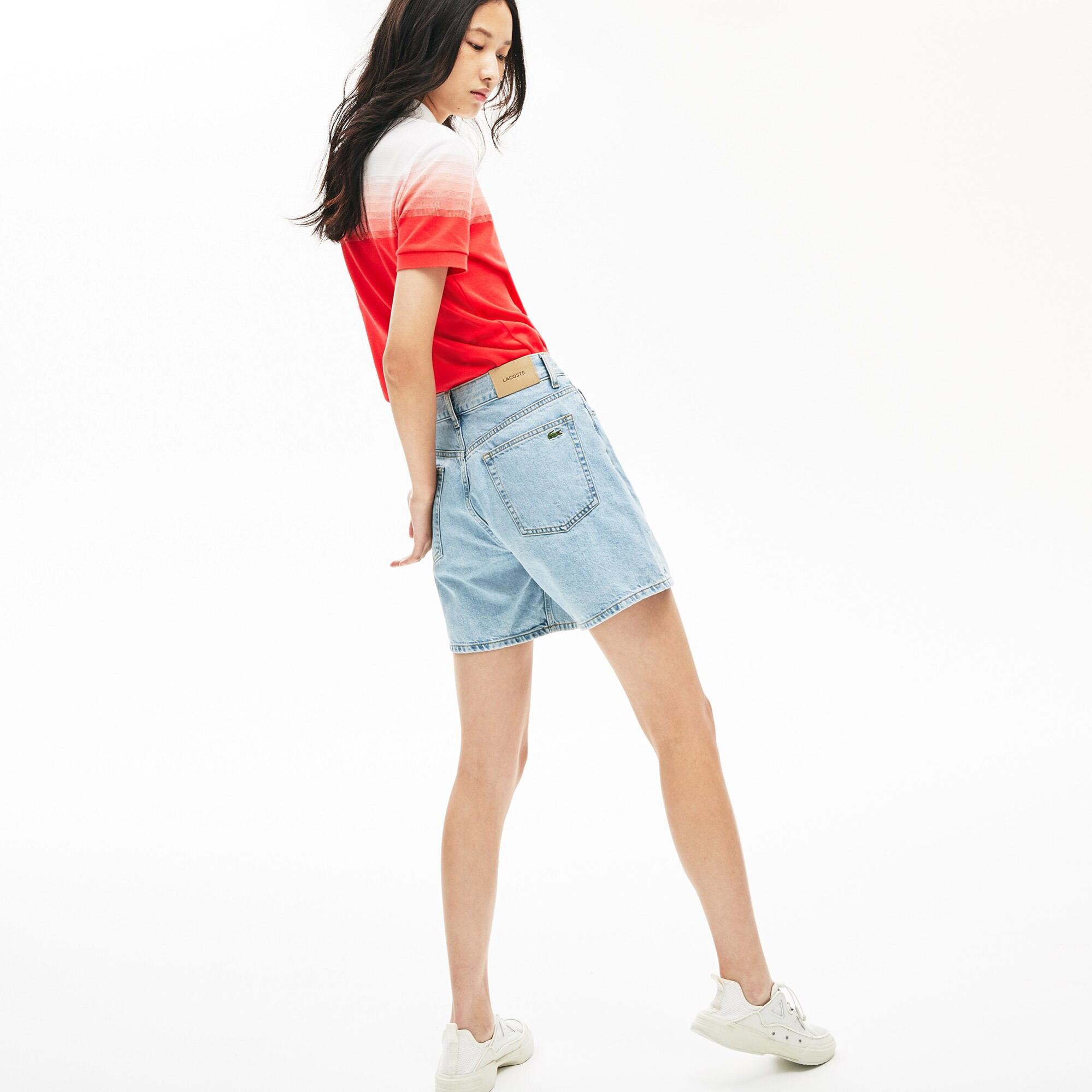 Lacoste Kadın Regular Fit Mavi Denim Bermuda