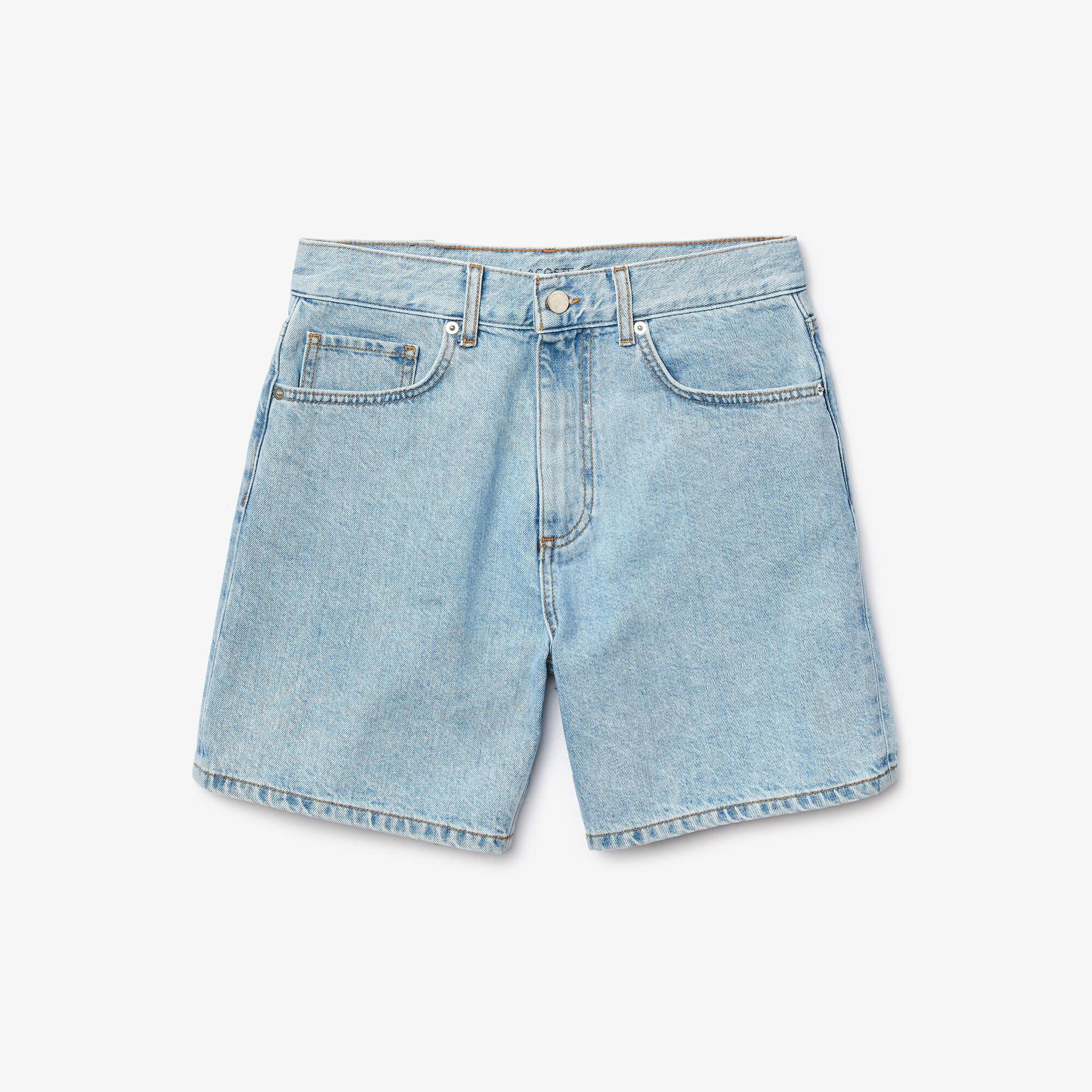 Lacoste Kadın Regular Fit Mavi Denim Bermuda