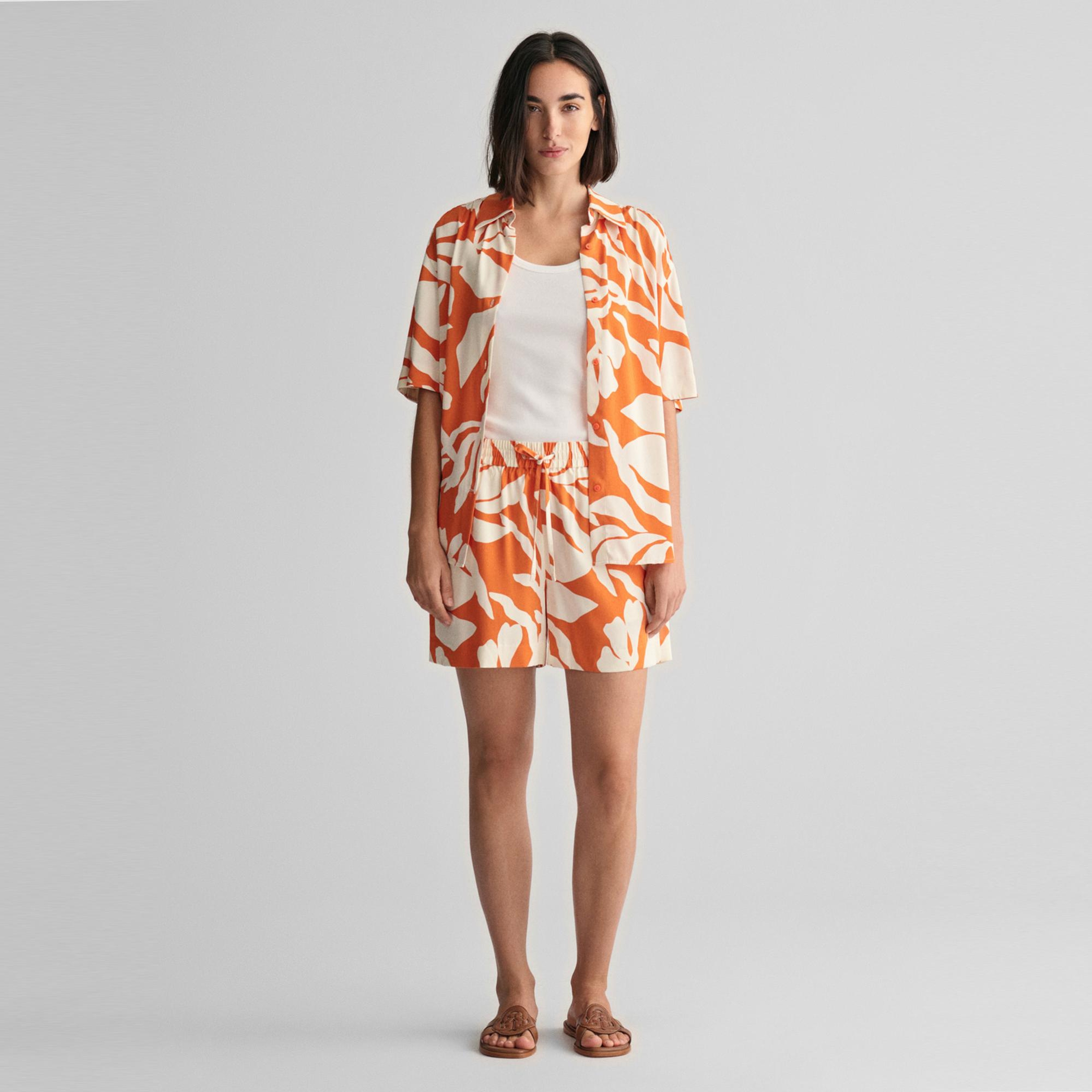 GANT Kadın Turuncu Desenli Şort